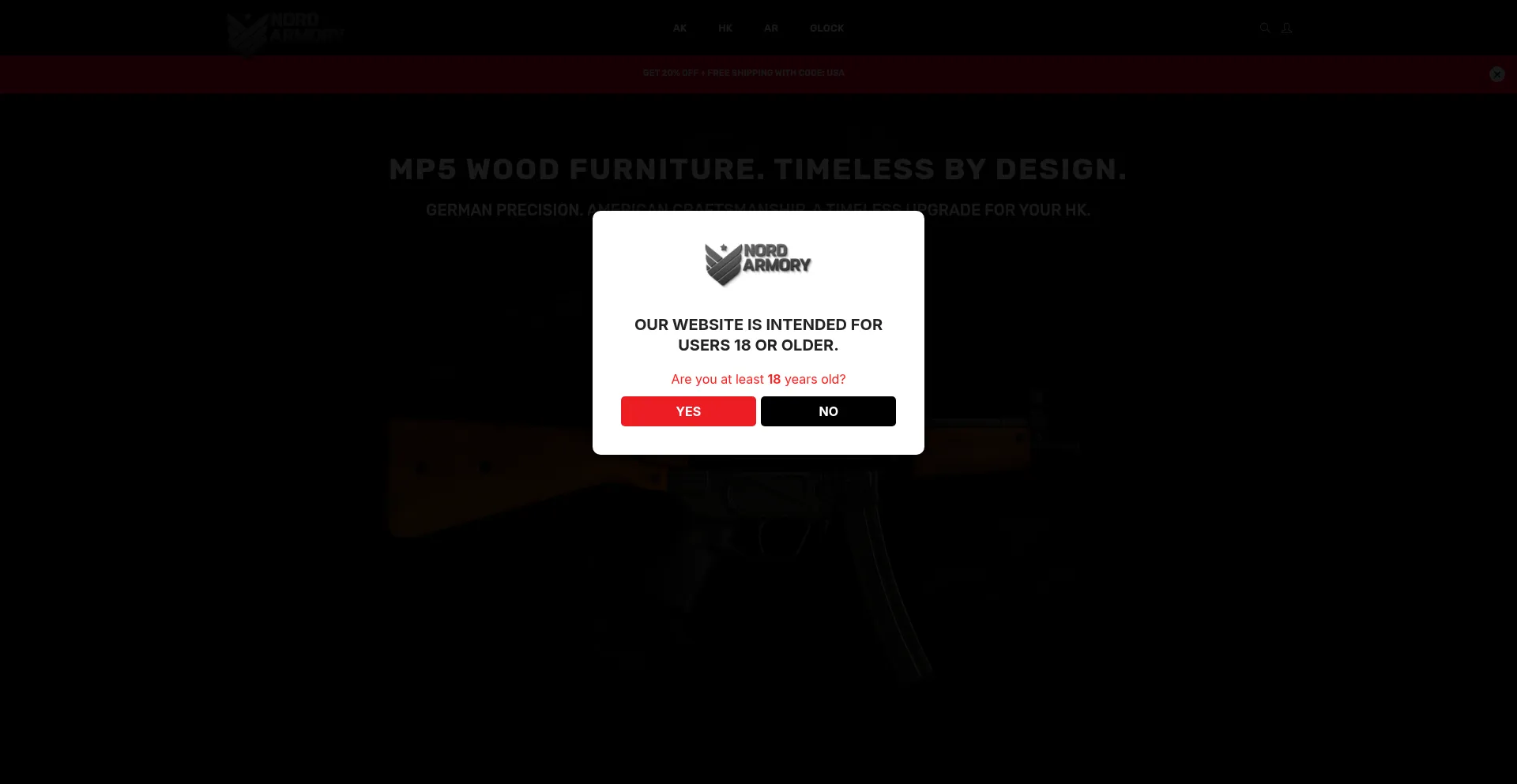 Website screenshot of Nordarmory.com