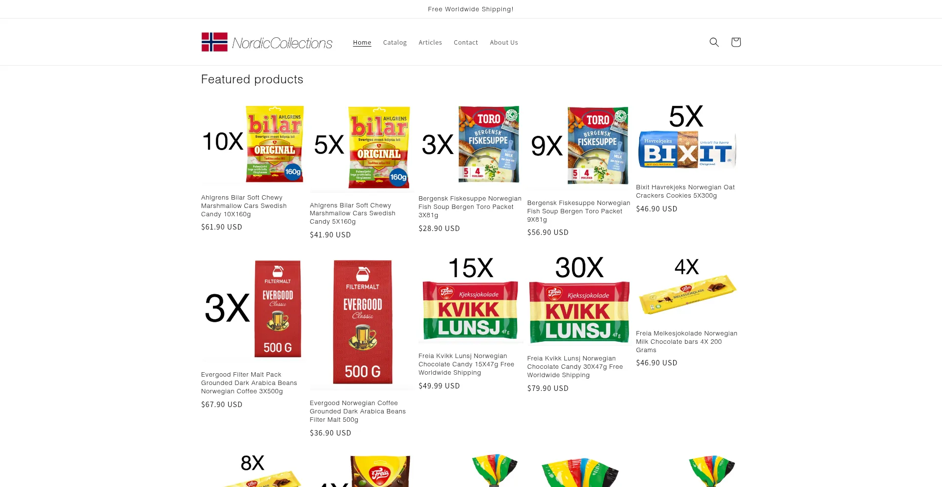 Website screenshot of Nordiccollections.net