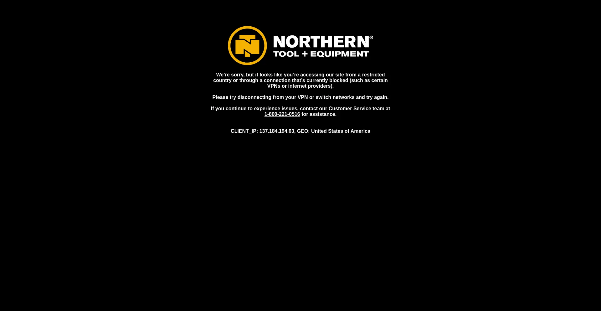 Website screenshot of Northerntool.com