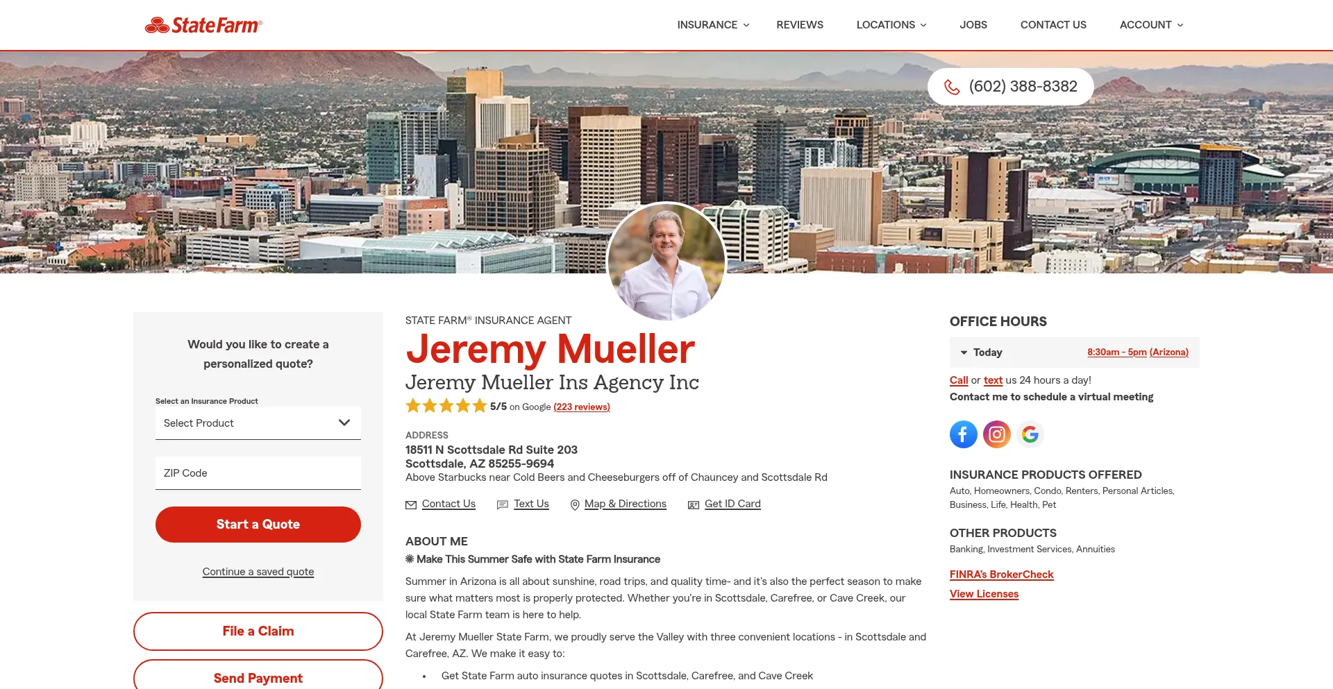 Website screenshot of Northscottsdaleinsurance.com