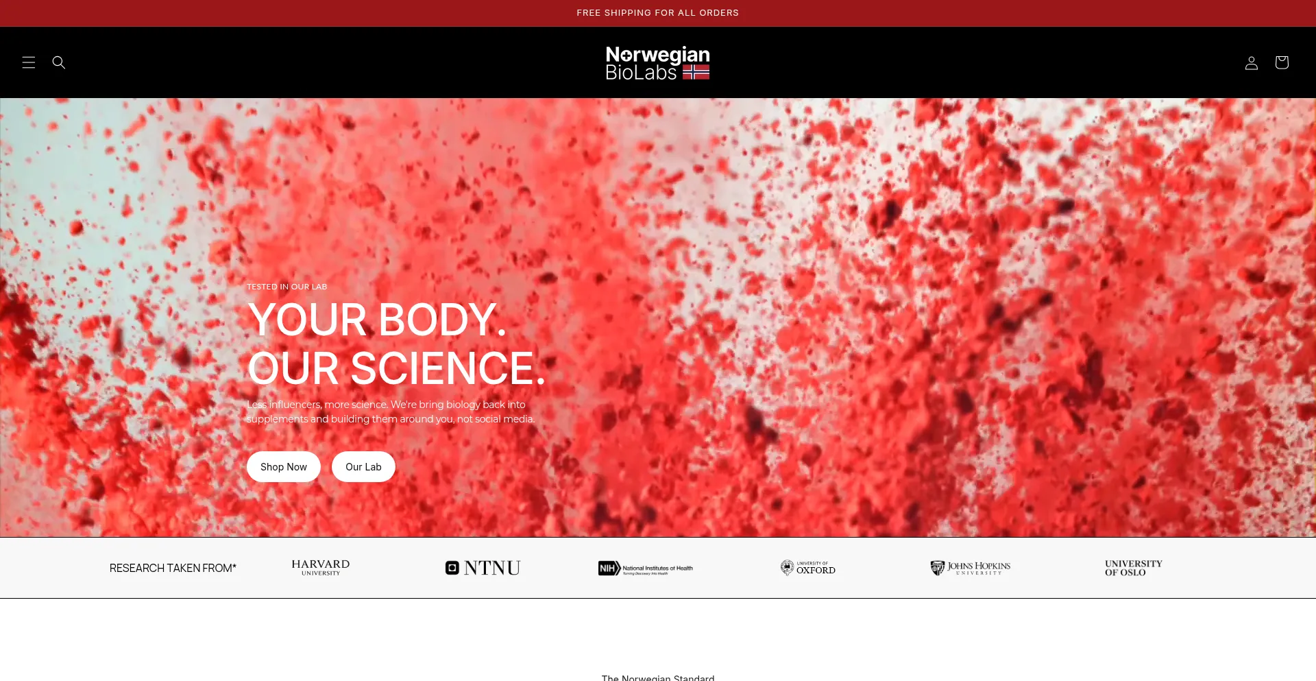 Website screenshot of Norwegianbiolabs.co