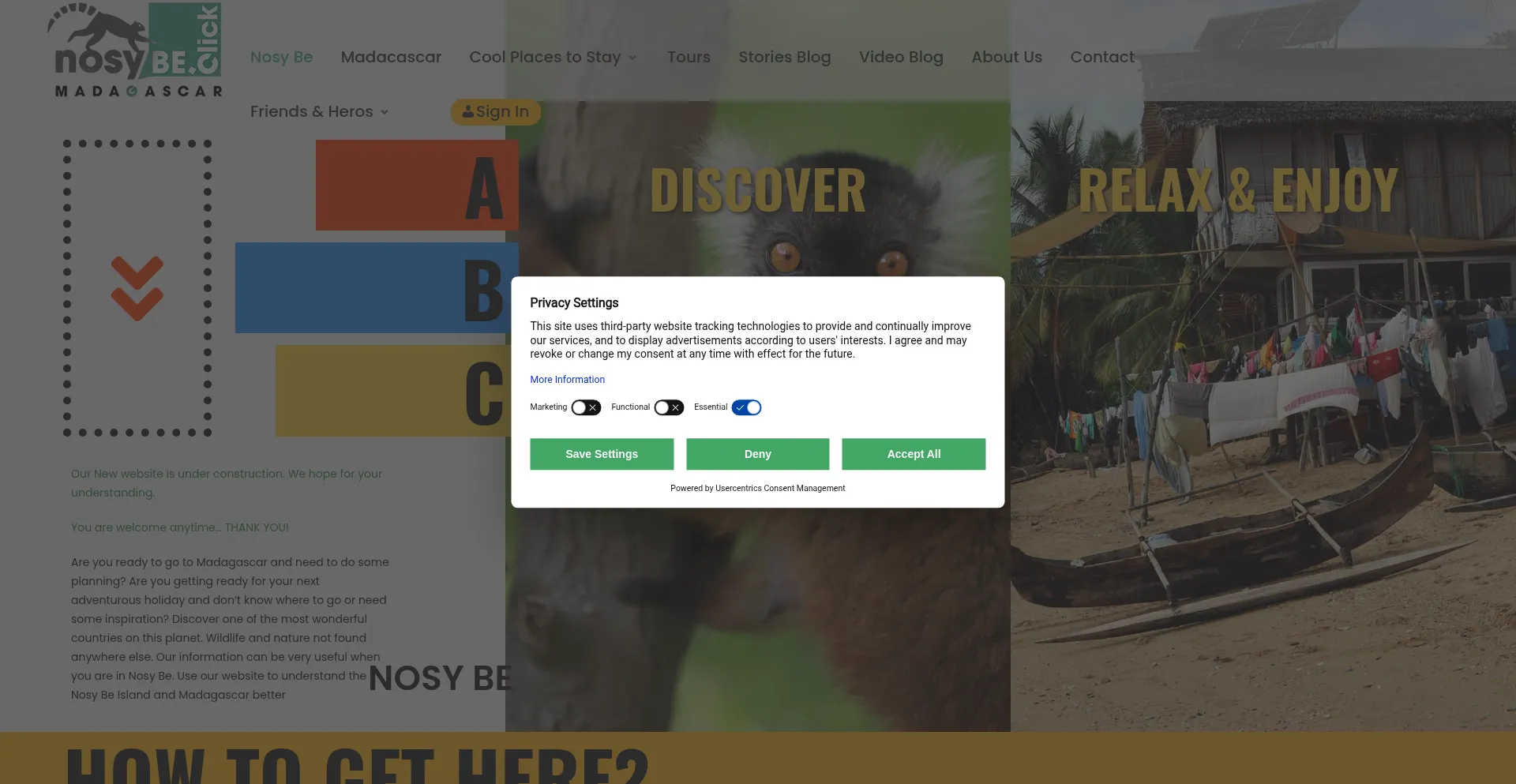 Website screenshot of Nosybe.click