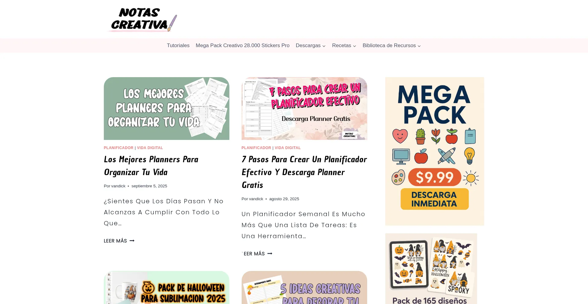 Website screenshot of Notascreativa.com