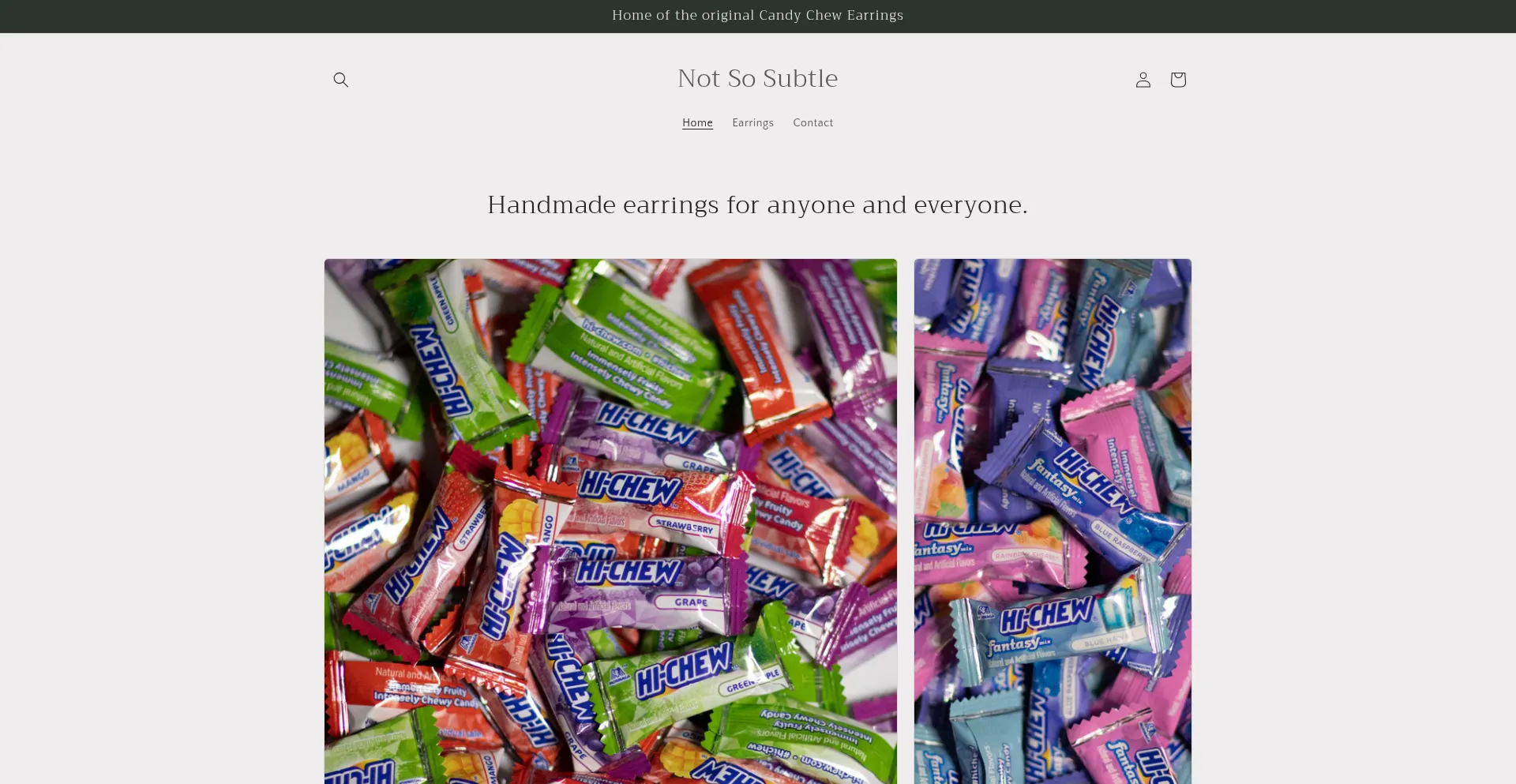 Website screenshot of Notsosubtle.myshopify.com