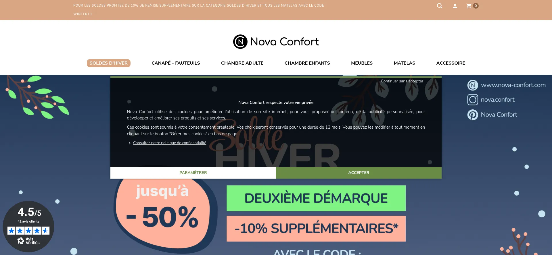 Website screenshot of Nova-confort.com
