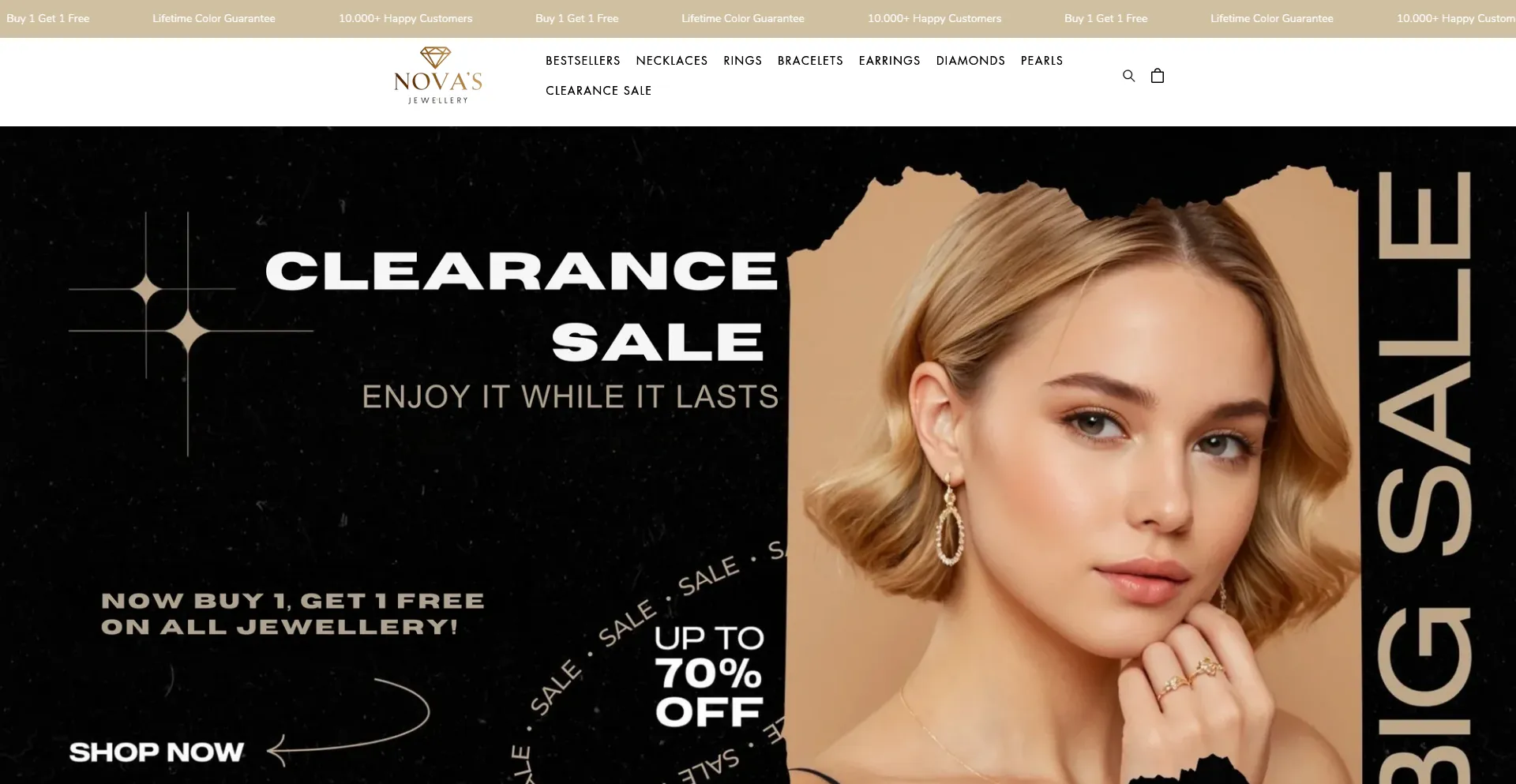 Website screenshot of Novasjewellery.com