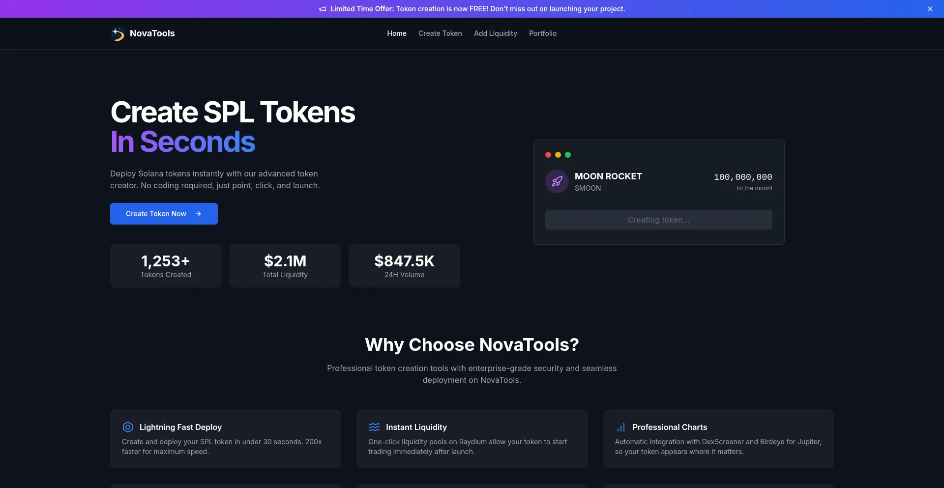 Website screenshot of Novatools.pw