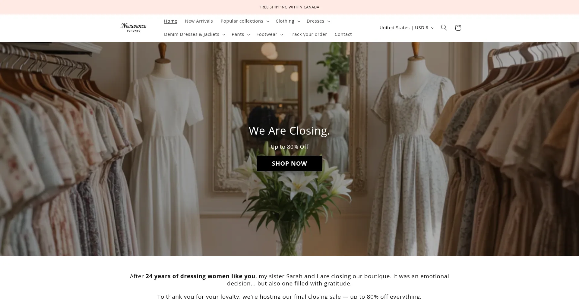 Website screenshot of Novavance.com