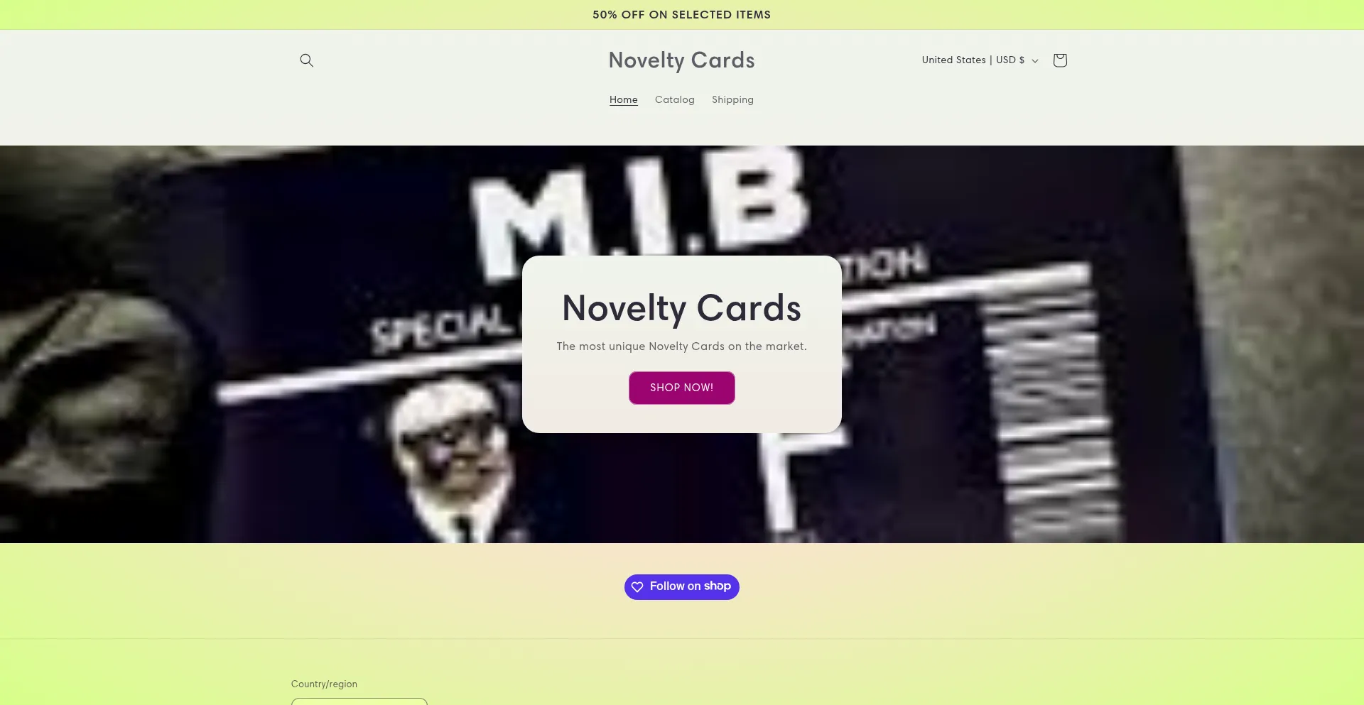 Website screenshot of Noveltycardsuk.com