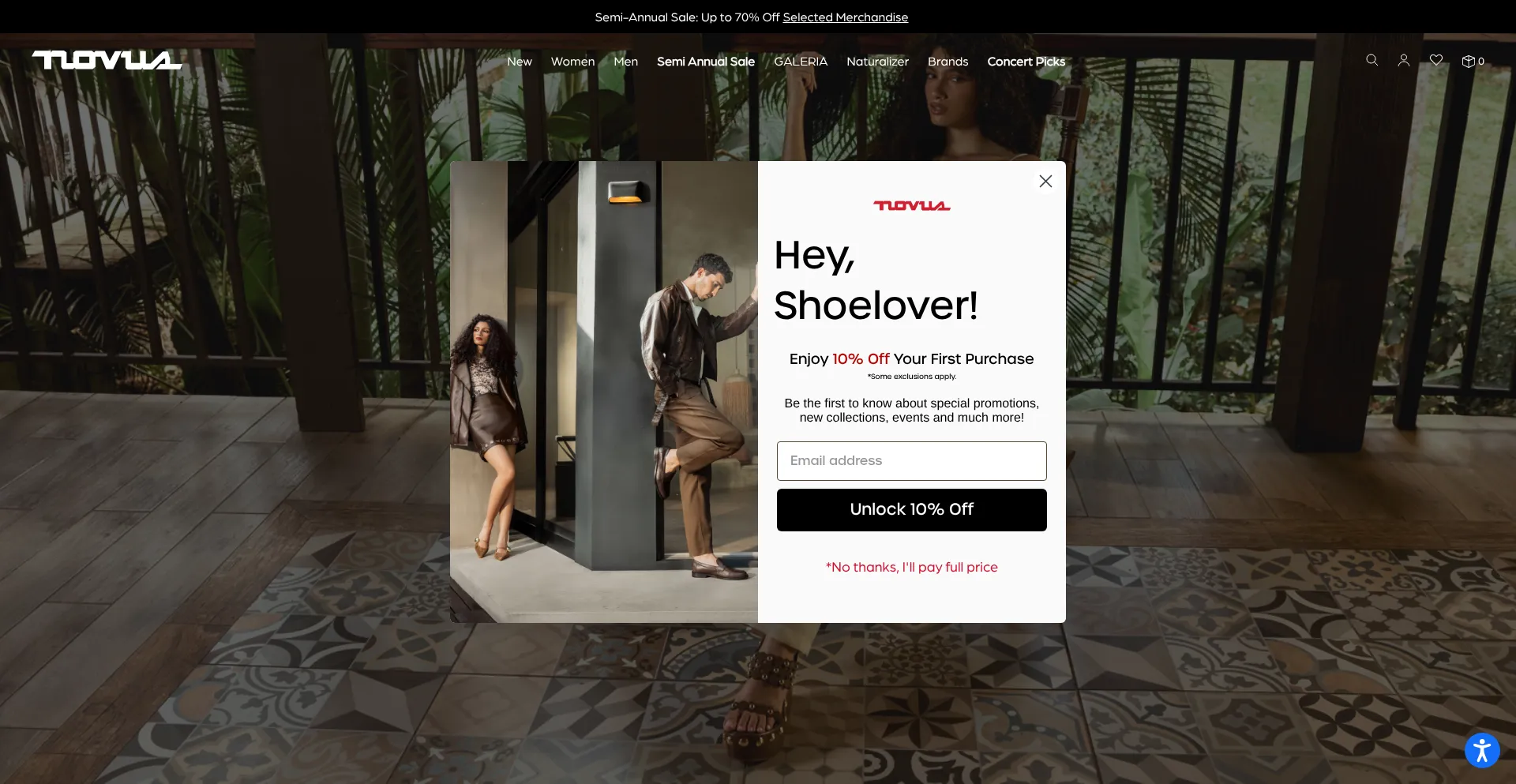Website screenshot of Novusshoes.com