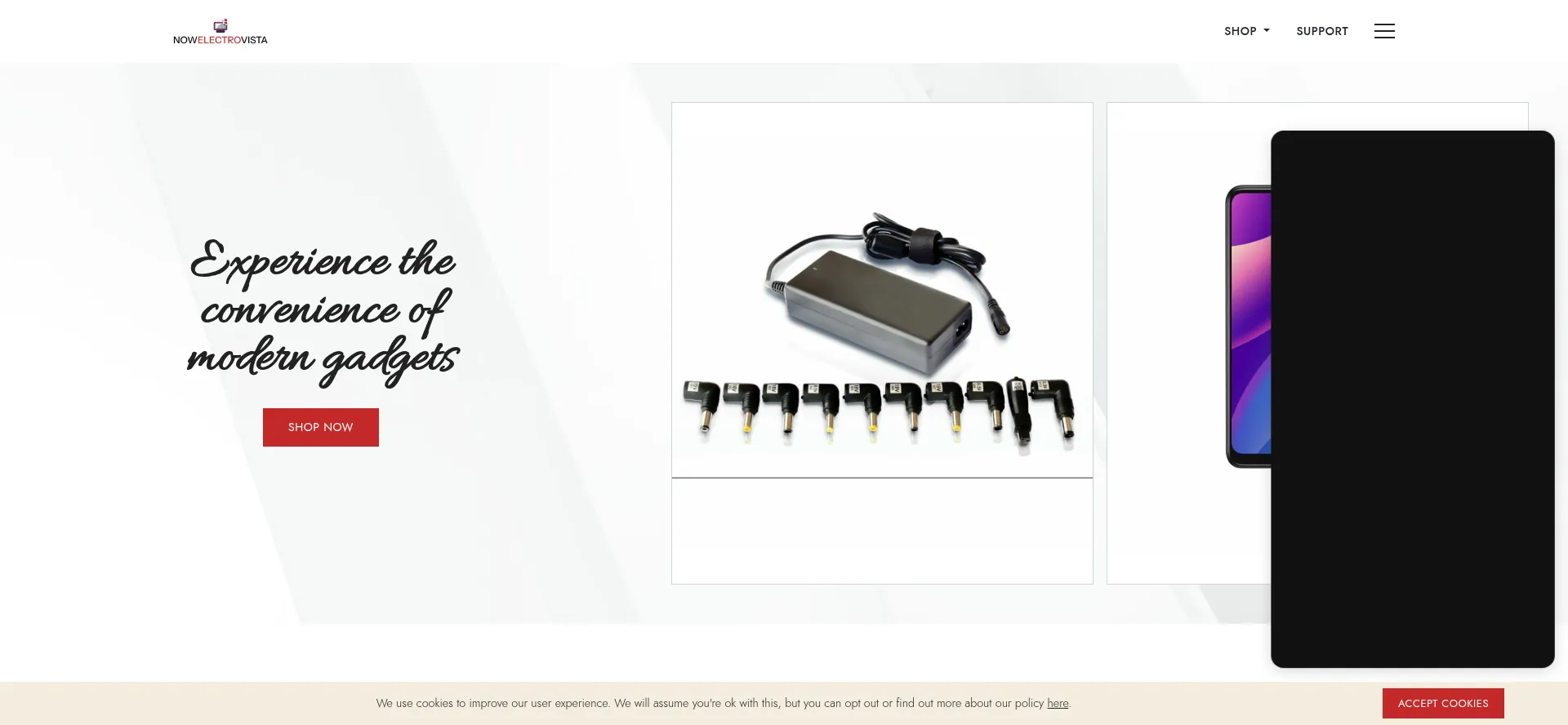Website screenshot of Nowelectrovista.com