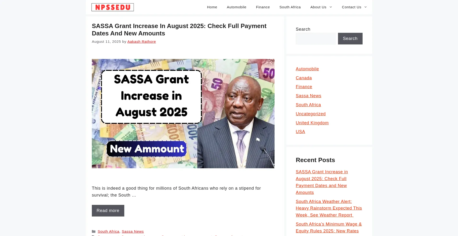 Website screenshot of Npssedu.com