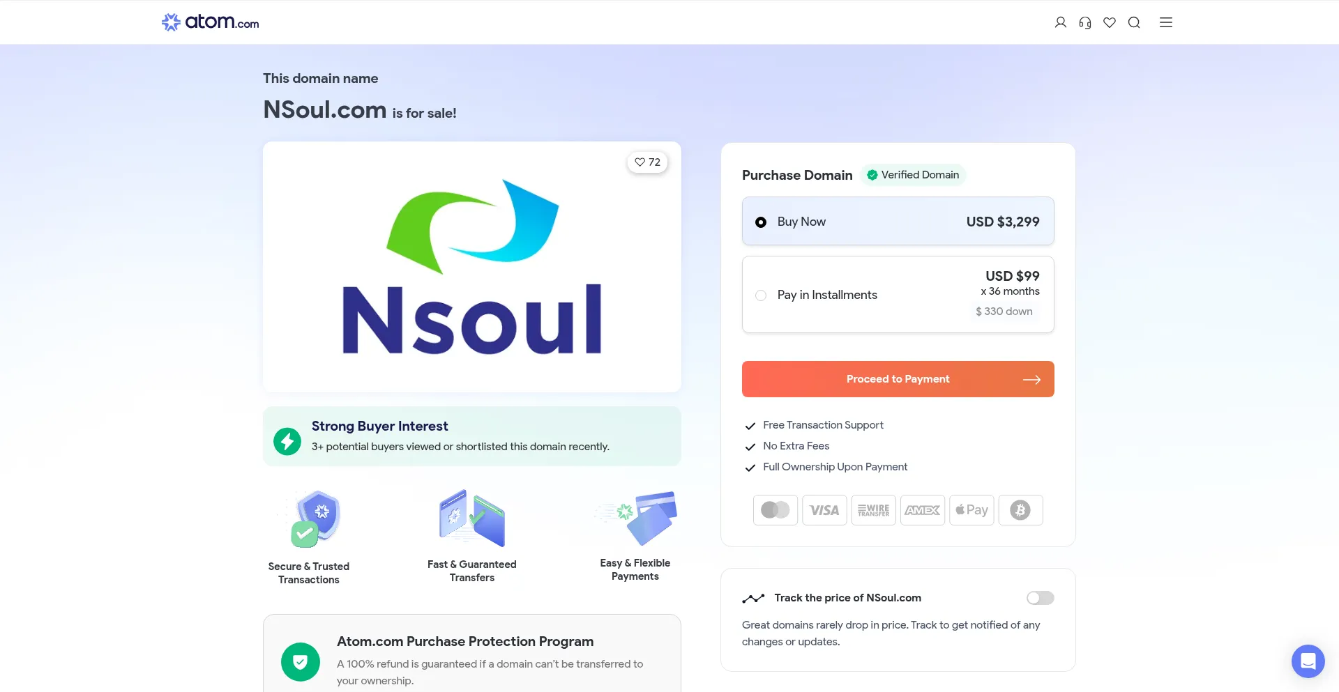 Website screenshot of Nsoul.com