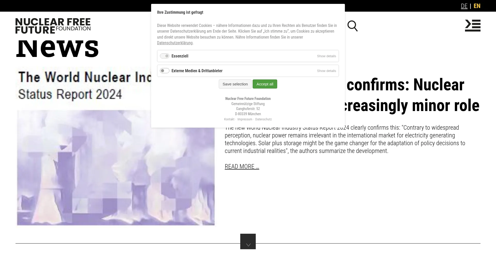 Website screenshot of Nuclear-free.com