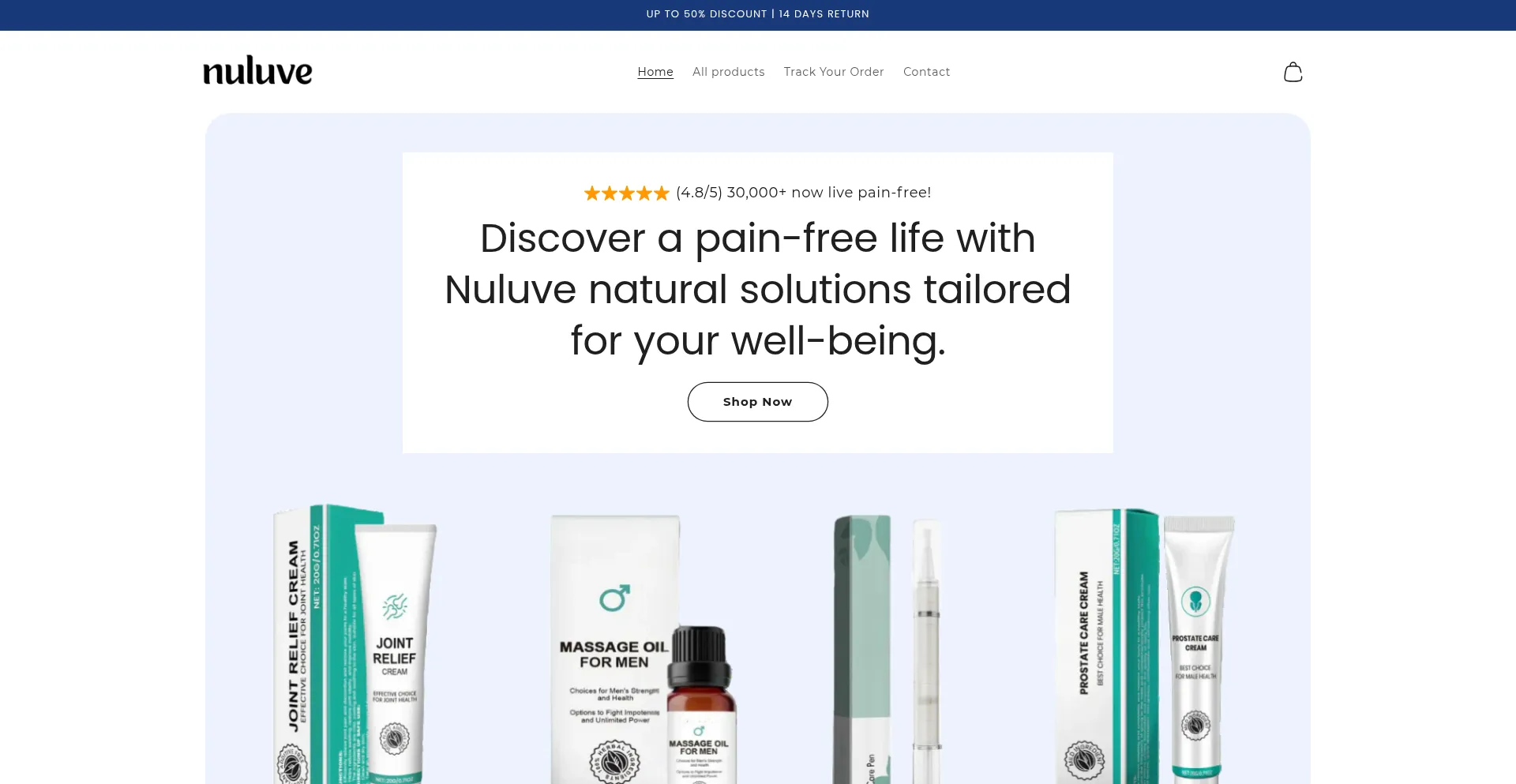 Website screenshot of Nuluve.com