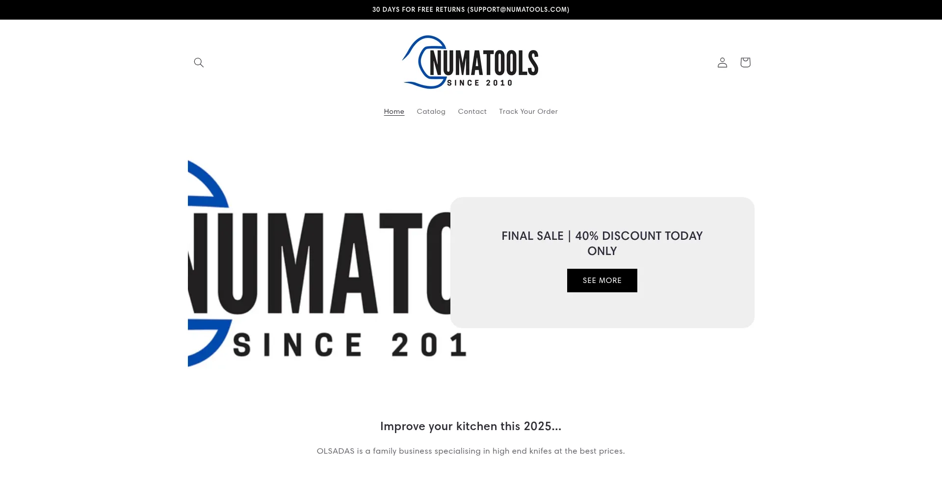 Website screenshot of Numatools.com