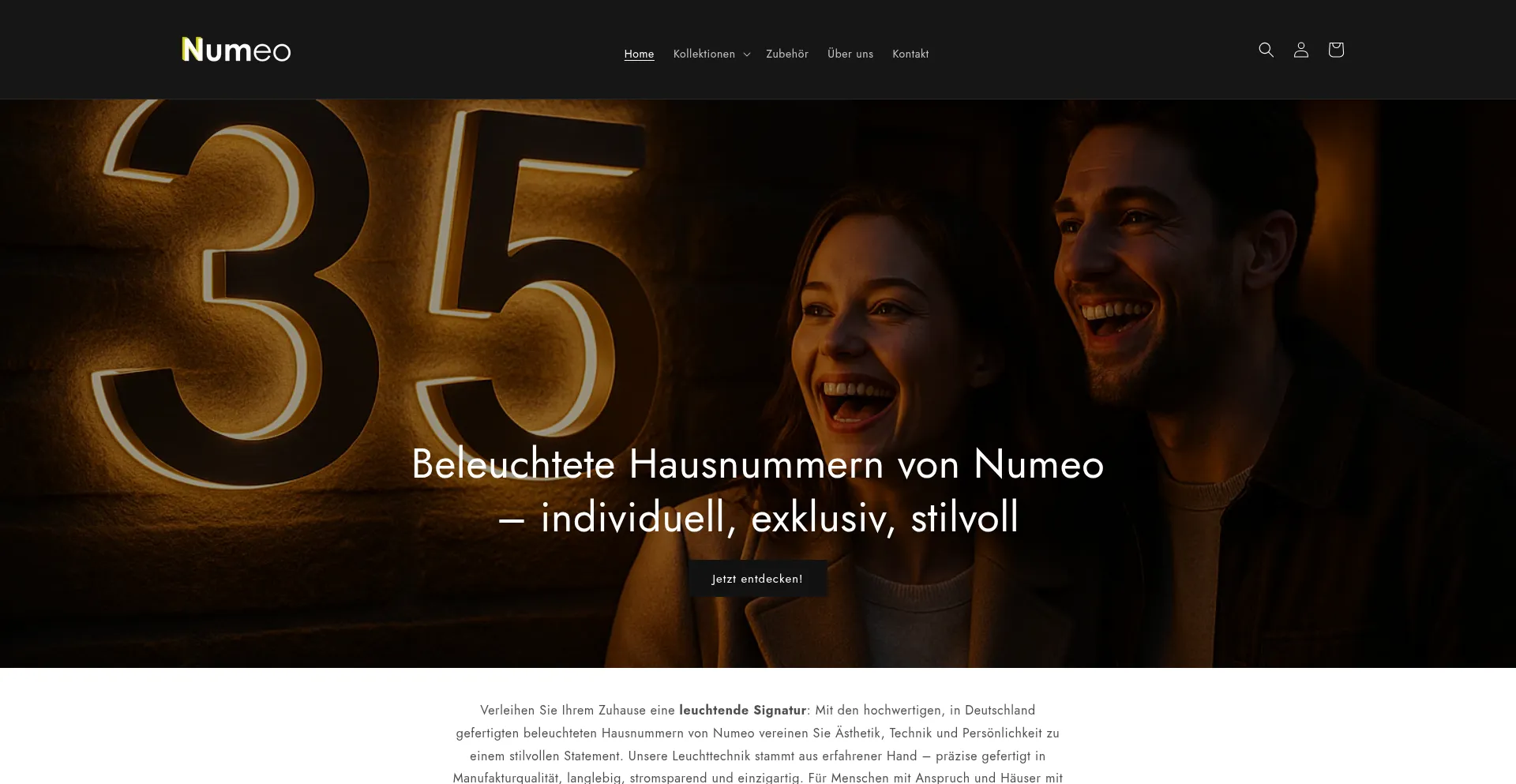 Website screenshot of Numeo.shop