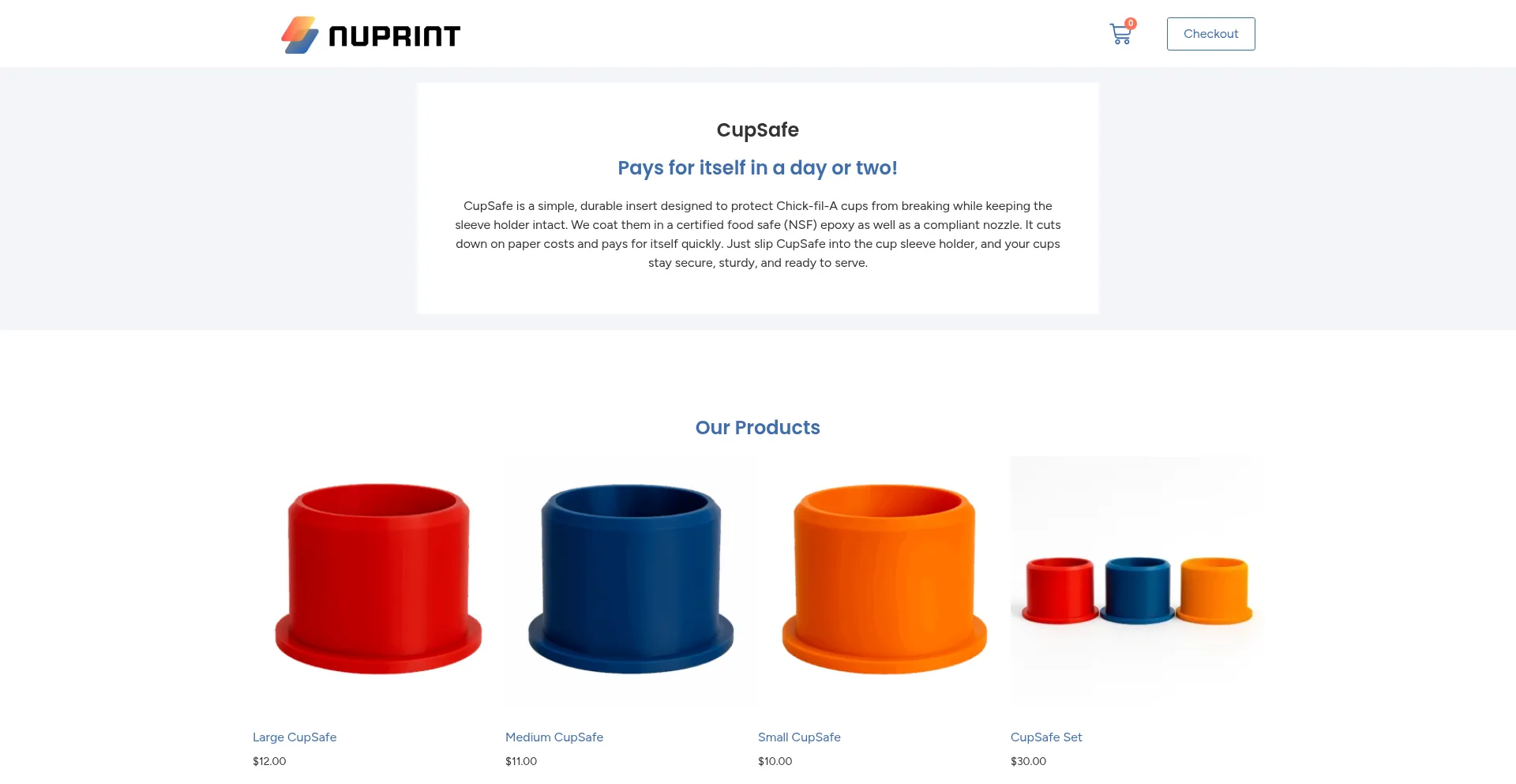 Website screenshot of Nuprint.store