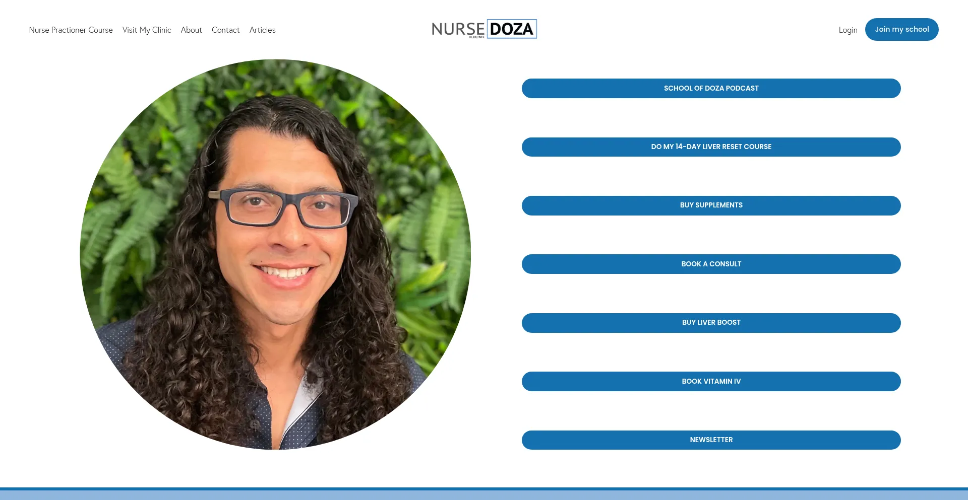 Website screenshot of Nursedoza.com