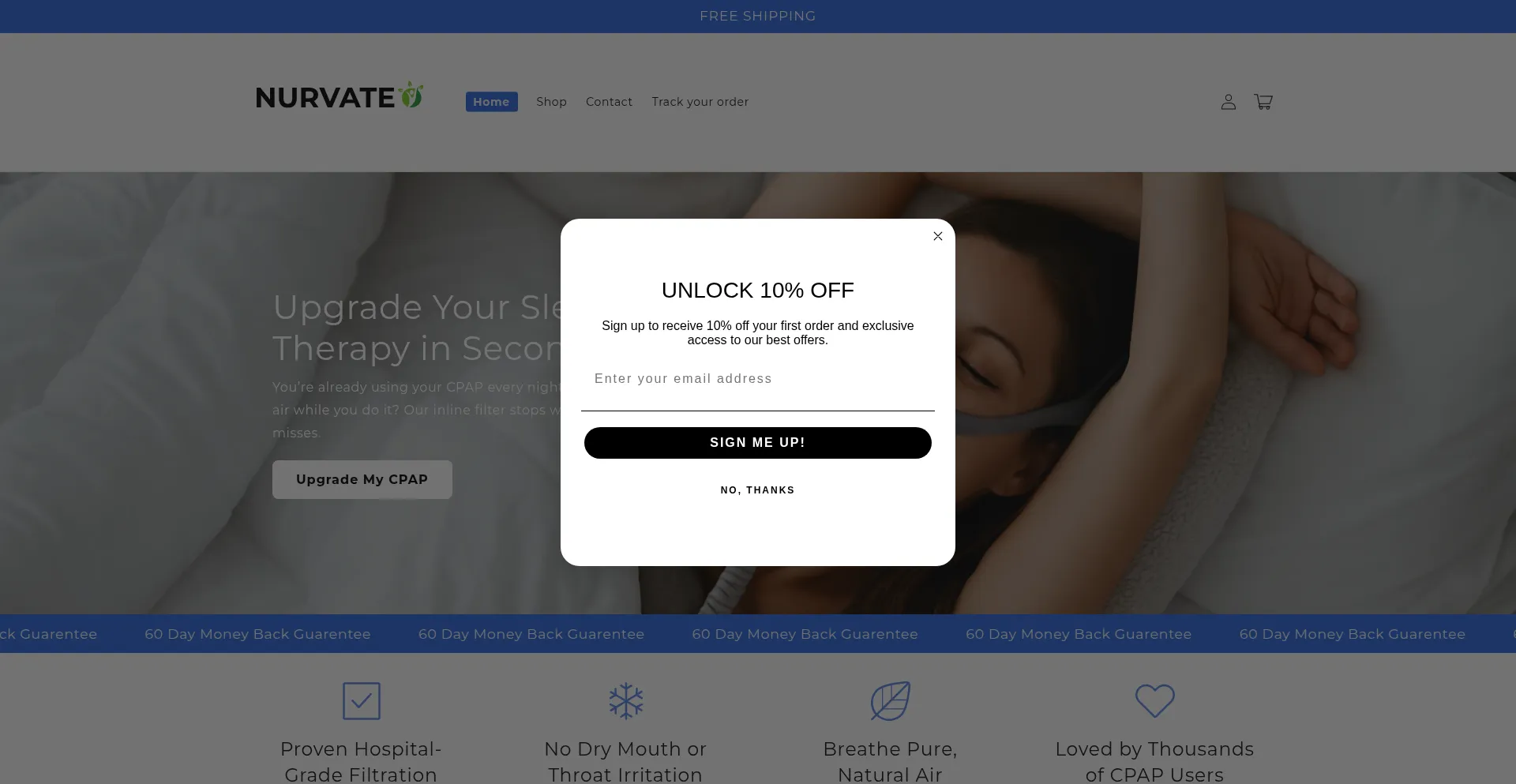 Website screenshot of Nurvate.com