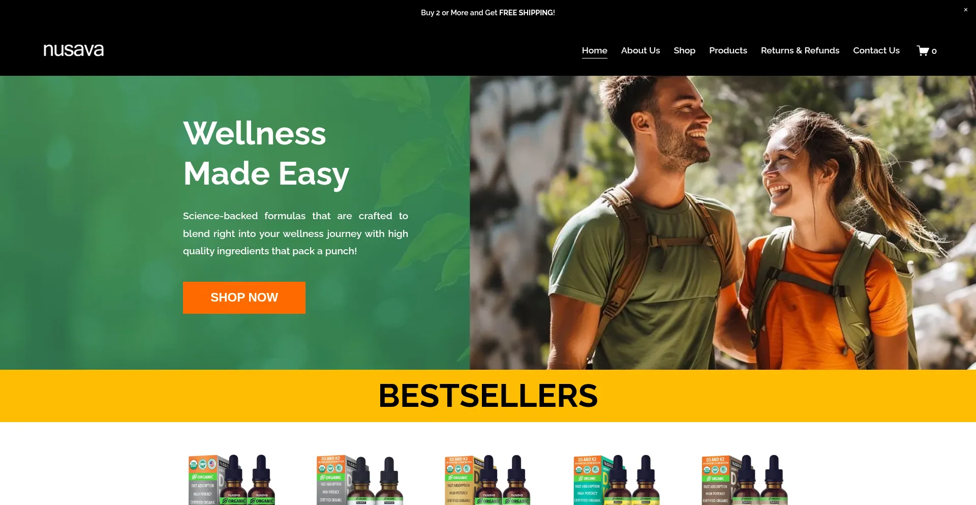 Website screenshot of Nusava.com