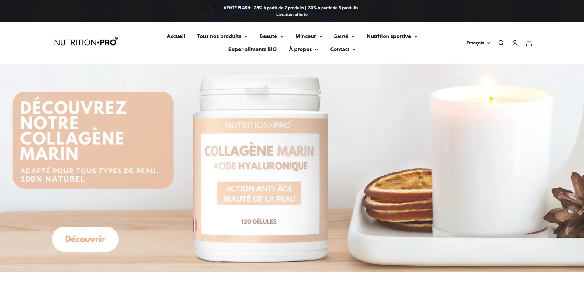Website screenshot of Nutritionpro.fr