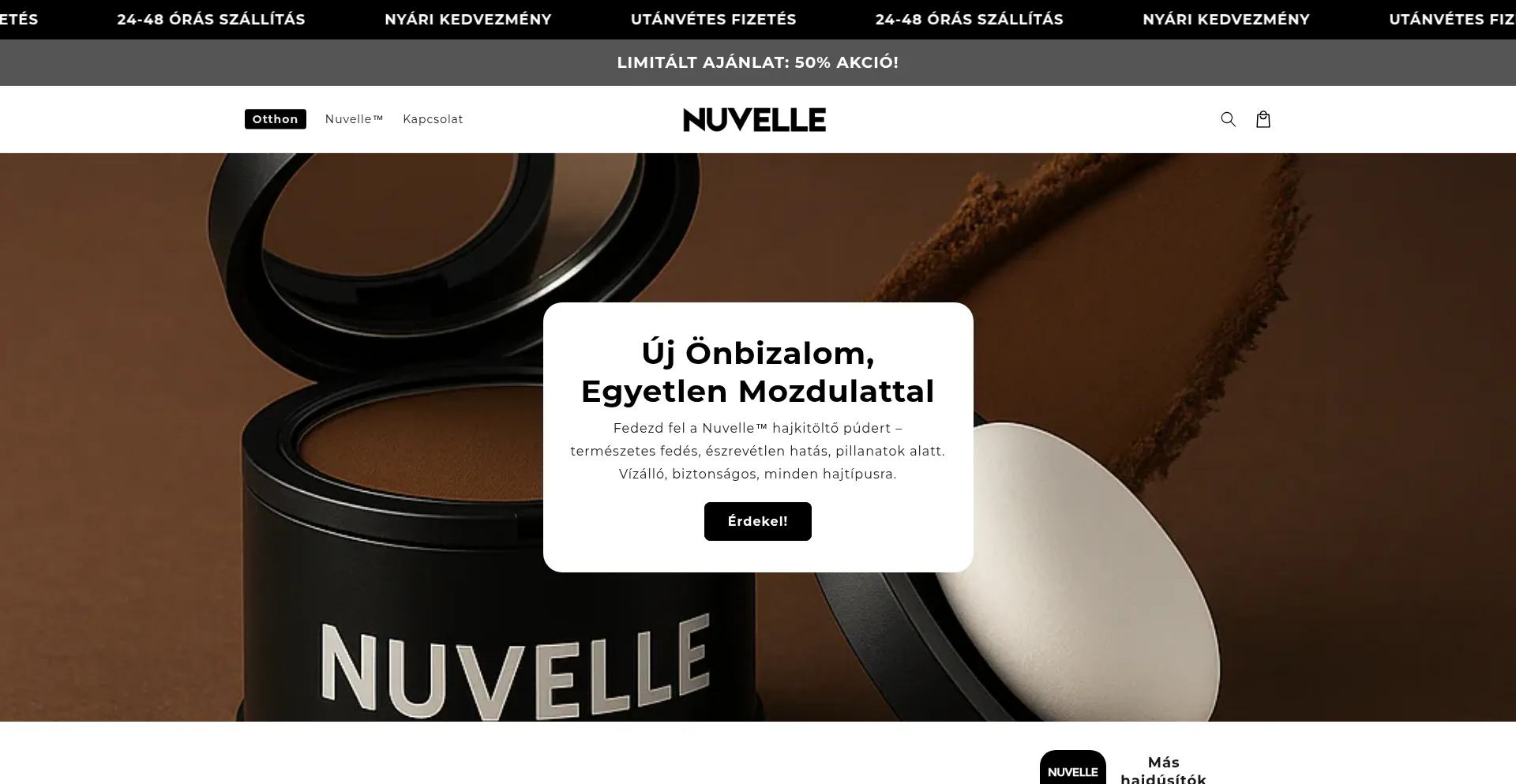 Website screenshot of Nuvelle.hu