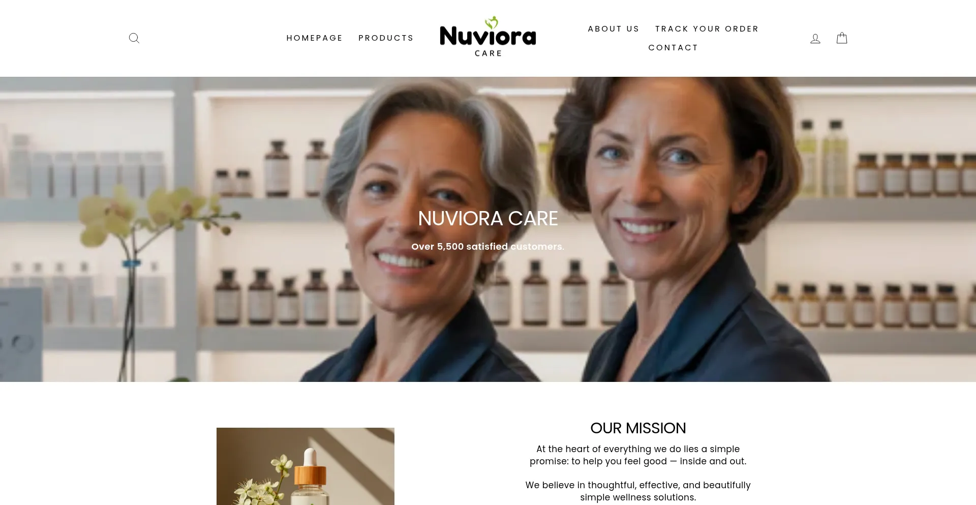 Website screenshot of Nuviora-care.co.uk