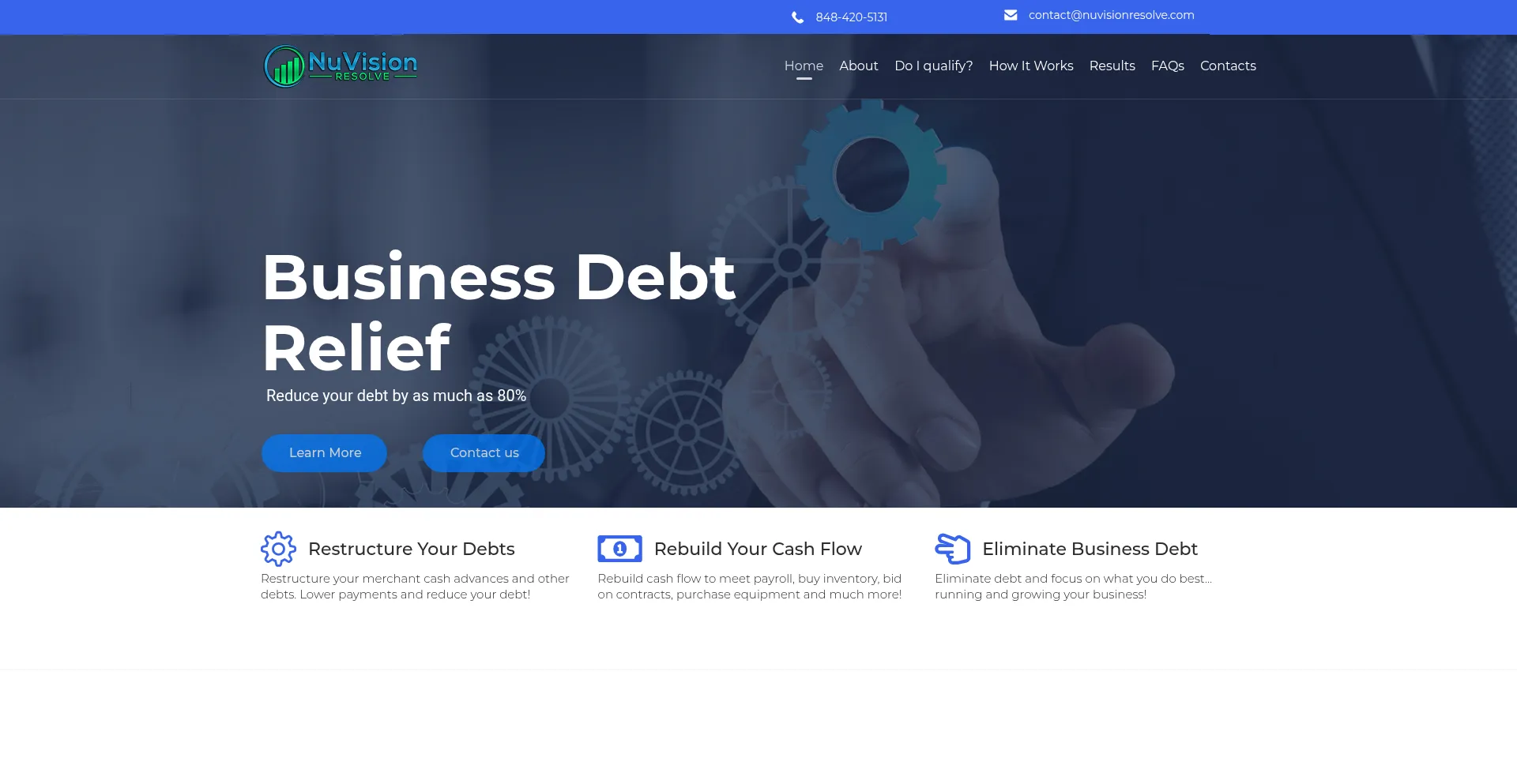 Website screenshot of Nuvisionresolve.com