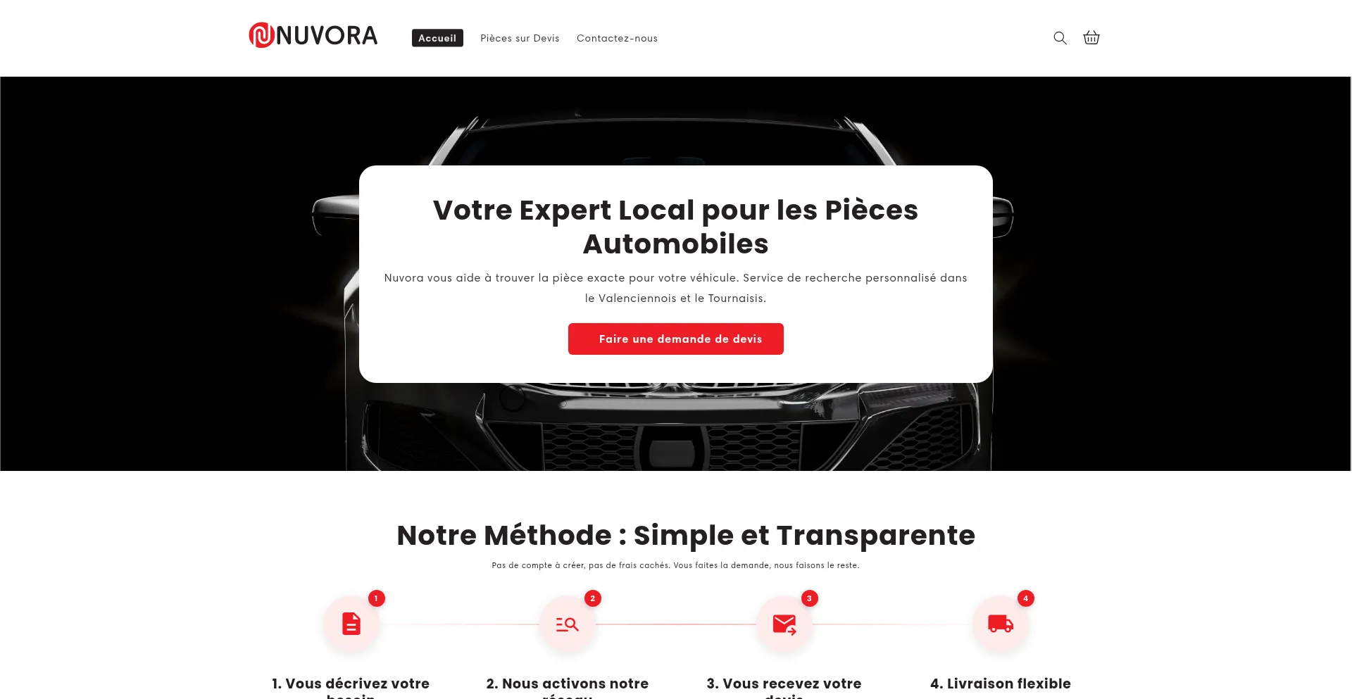 Website screenshot of Nuvora.fr
