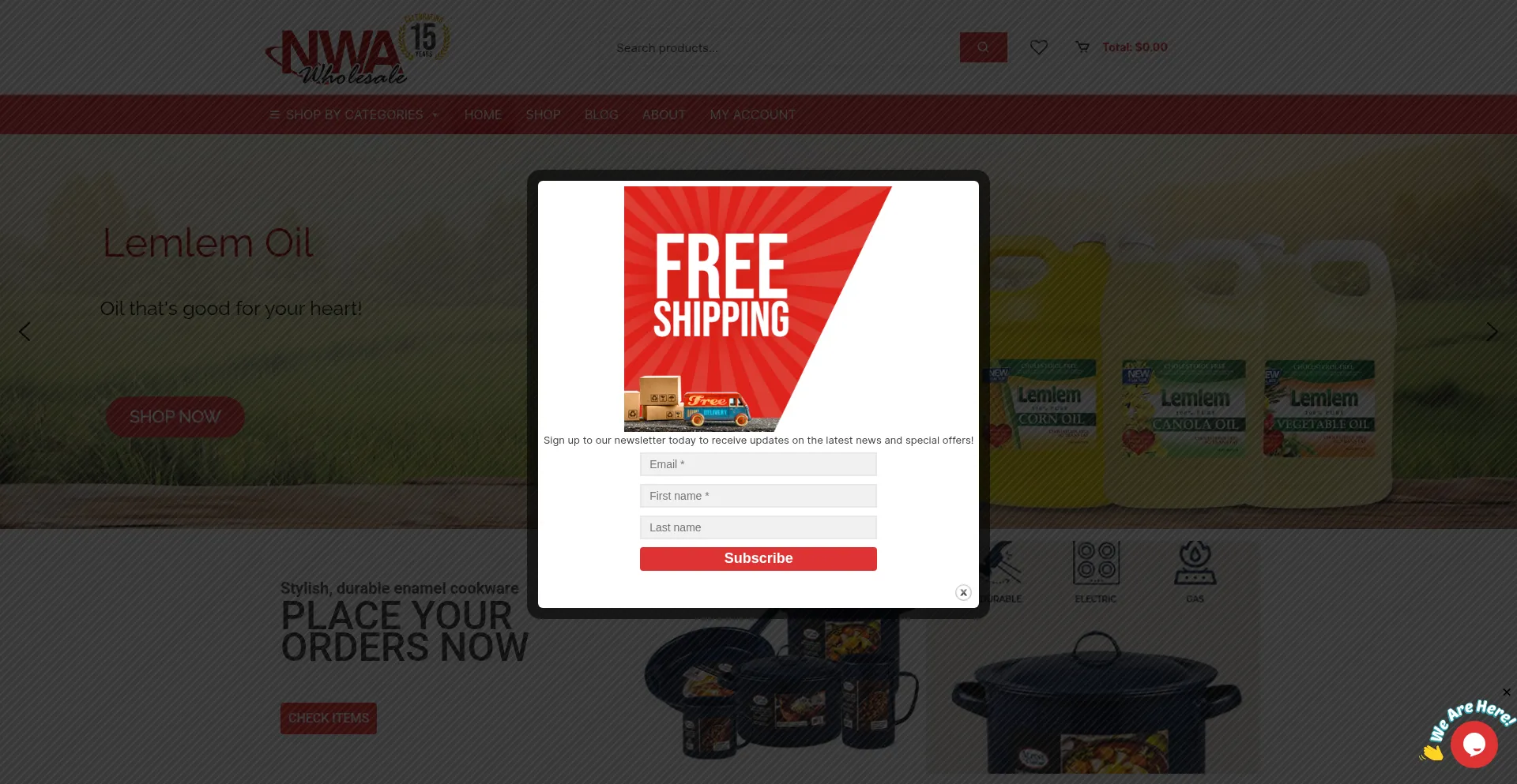 Website screenshot of Nwawholesaler.com