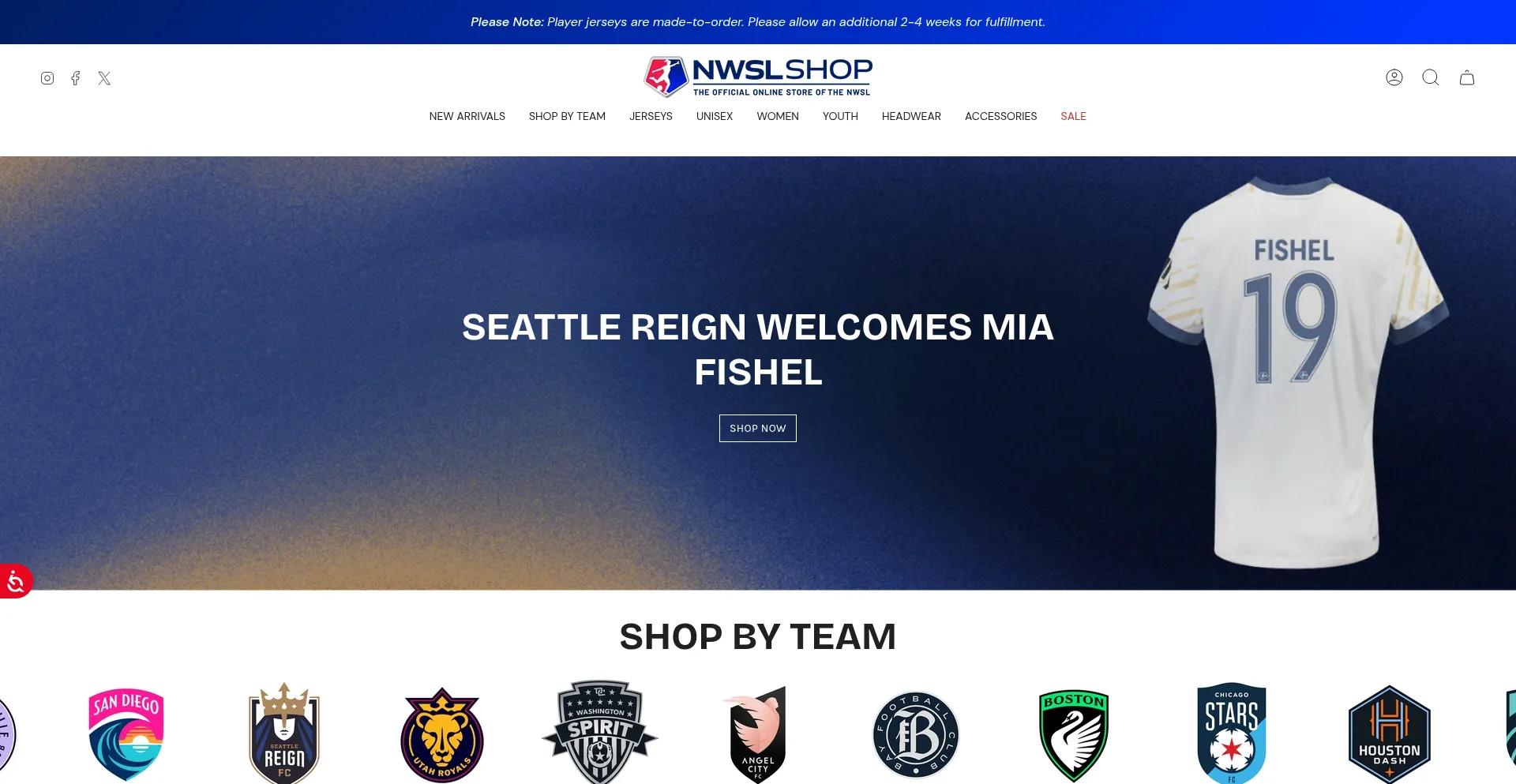 Website screenshot of Nwslshop.com