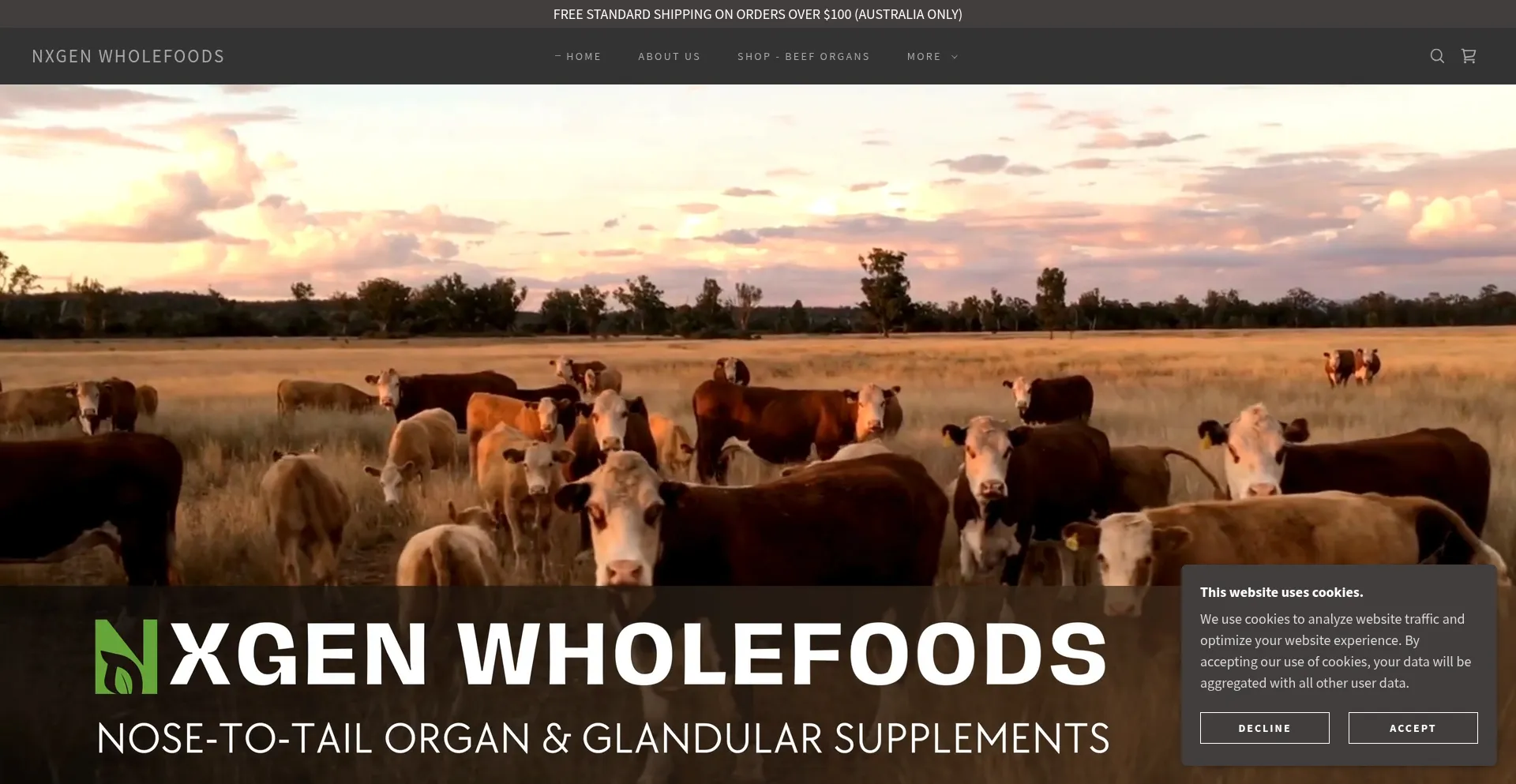 Website screenshot of Nxgenwholefoods.com.au