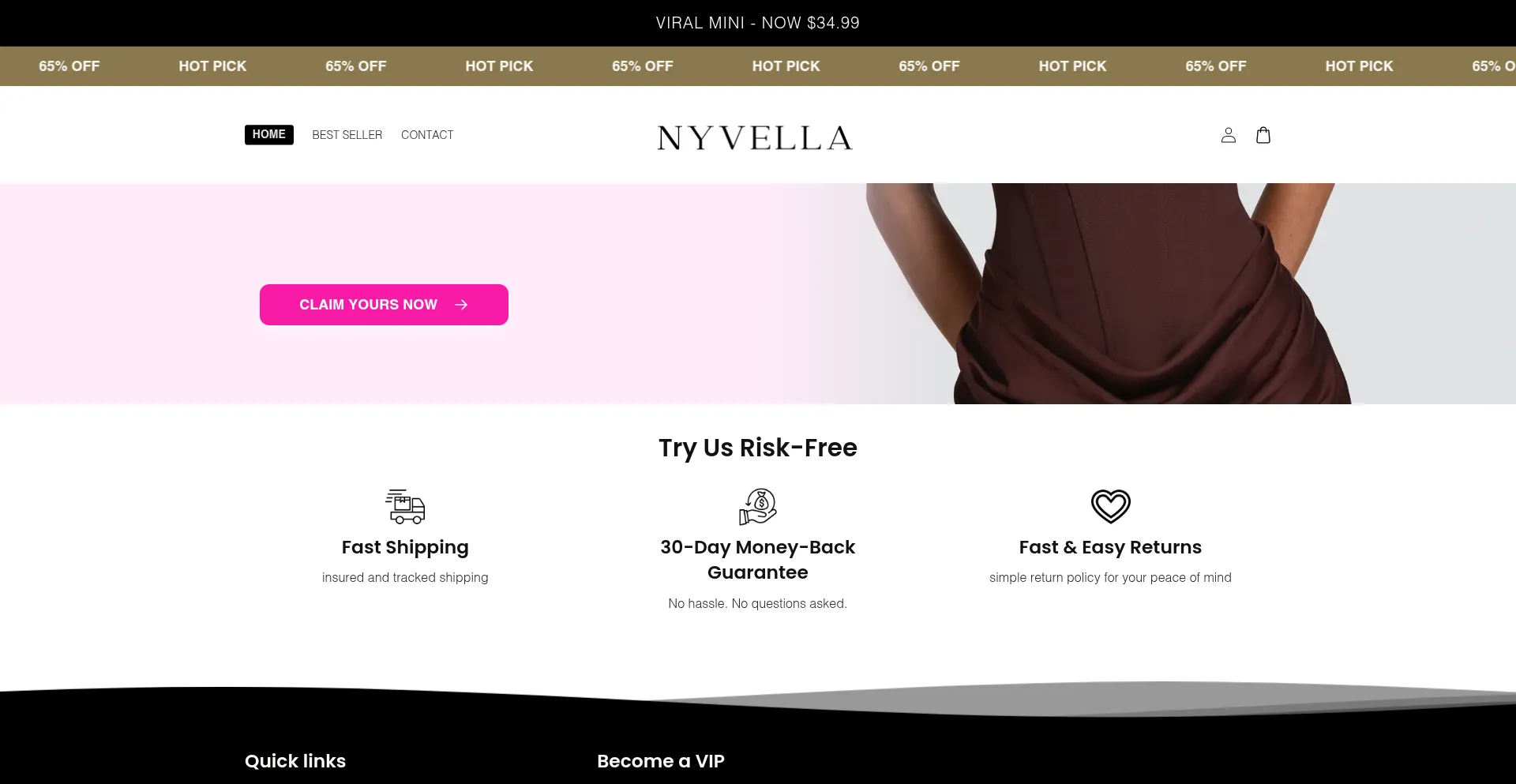 Website screenshot of Nyvella.com