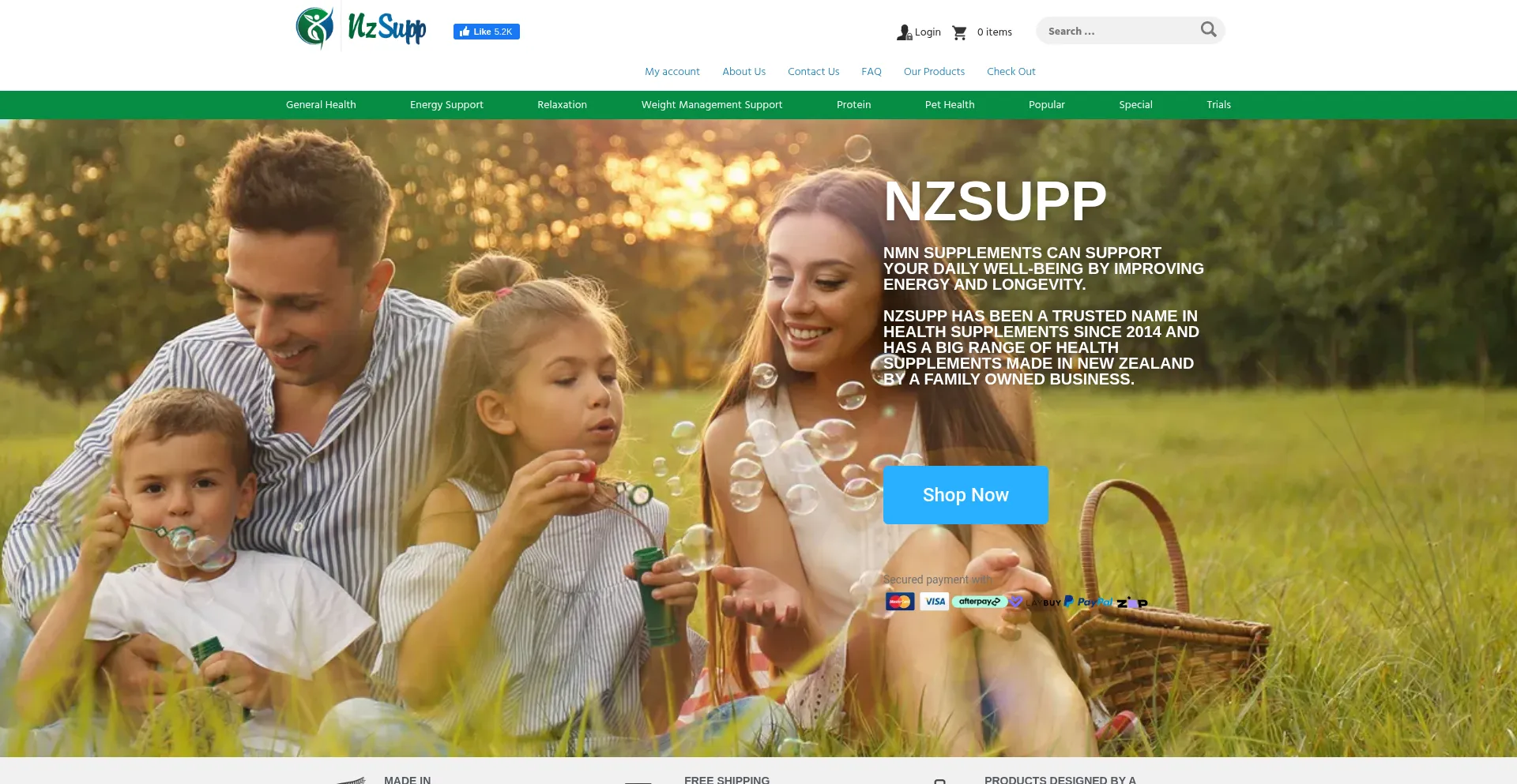 Website screenshot of Nzsupp.co.nz