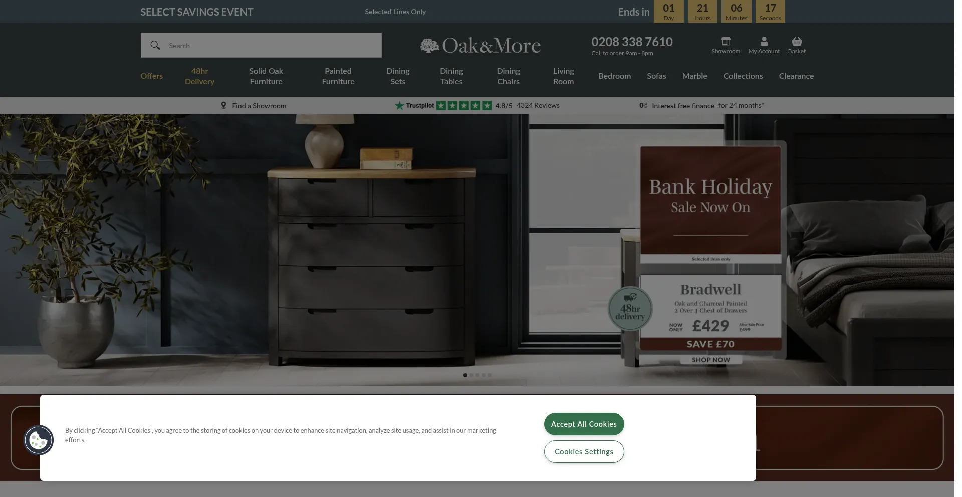 Website screenshot of Oakandmore.co.uk