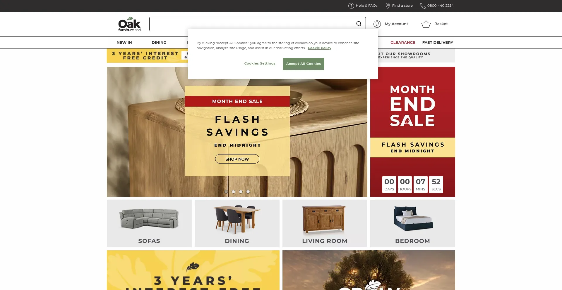 Website screenshot of Oakfurnitureland.co.uk