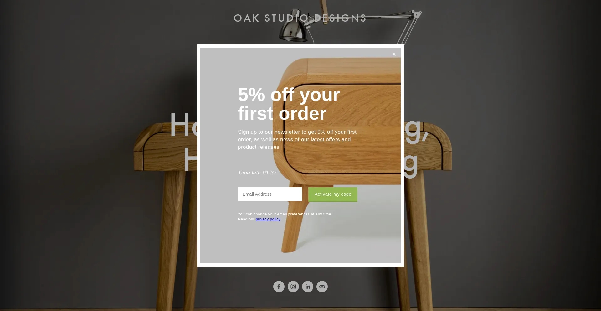 Website screenshot of Oakstudiodesigns.com