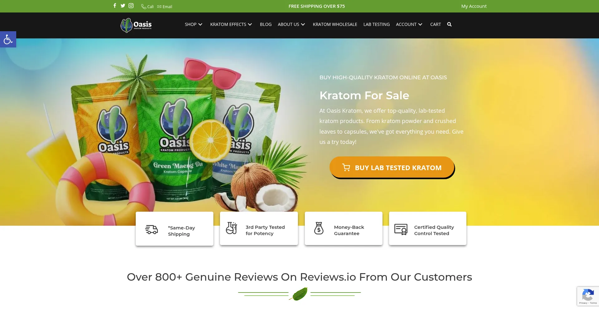 Website screenshot of Oasiskratom.com