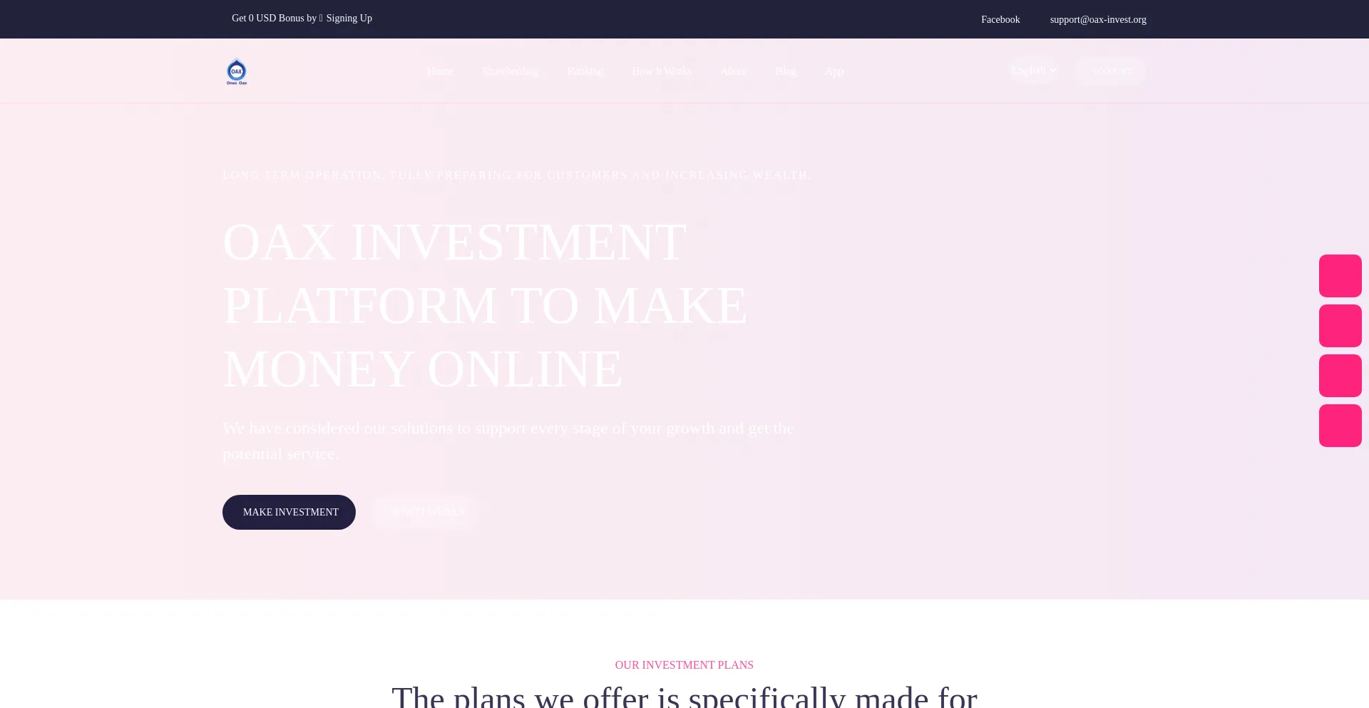 Website screenshot of Oaxvip.com