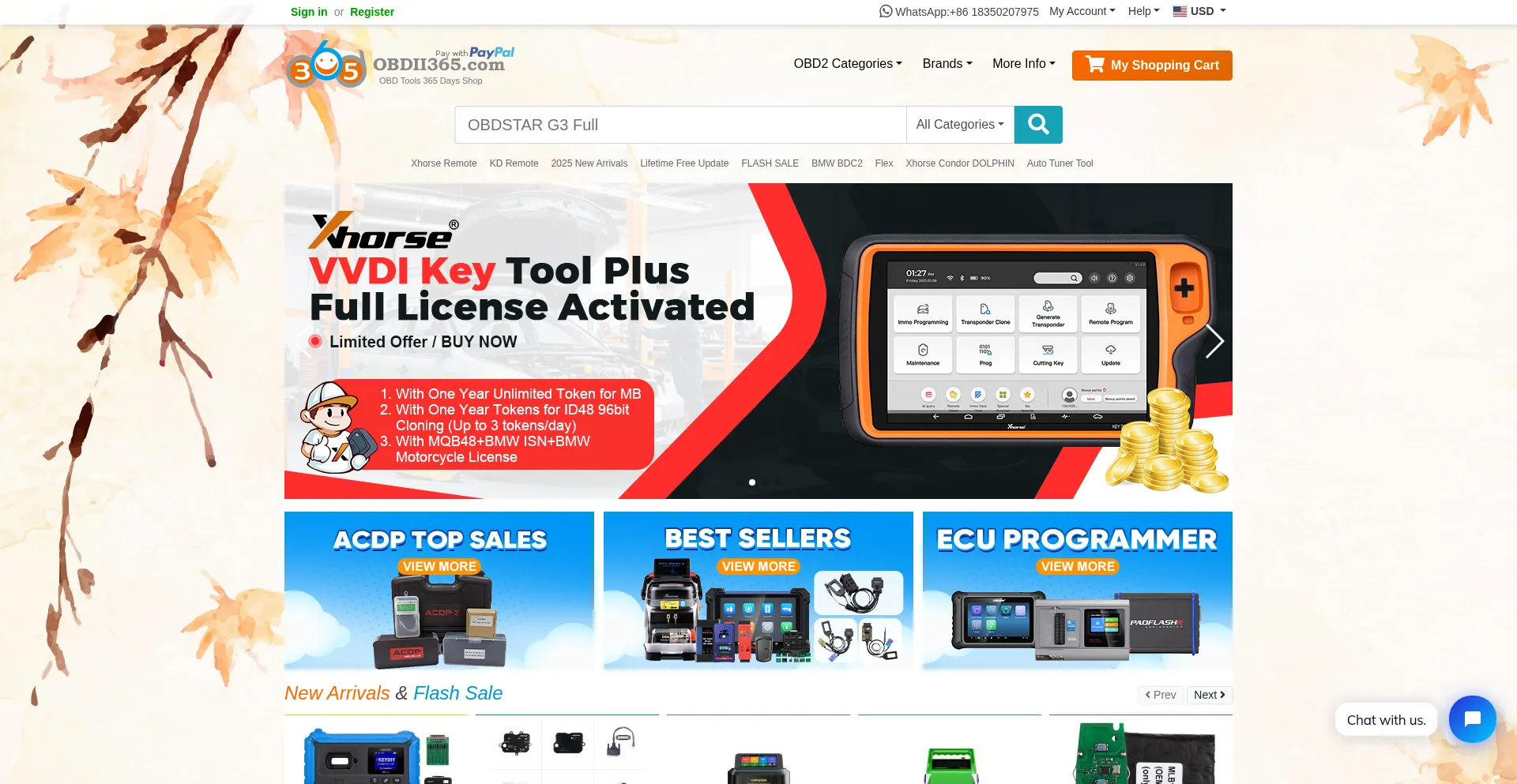 Website screenshot of Obdii365.com