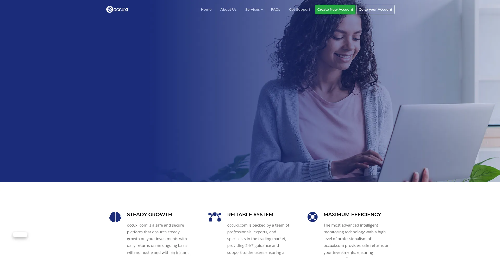 Website screenshot of Occuxi.com