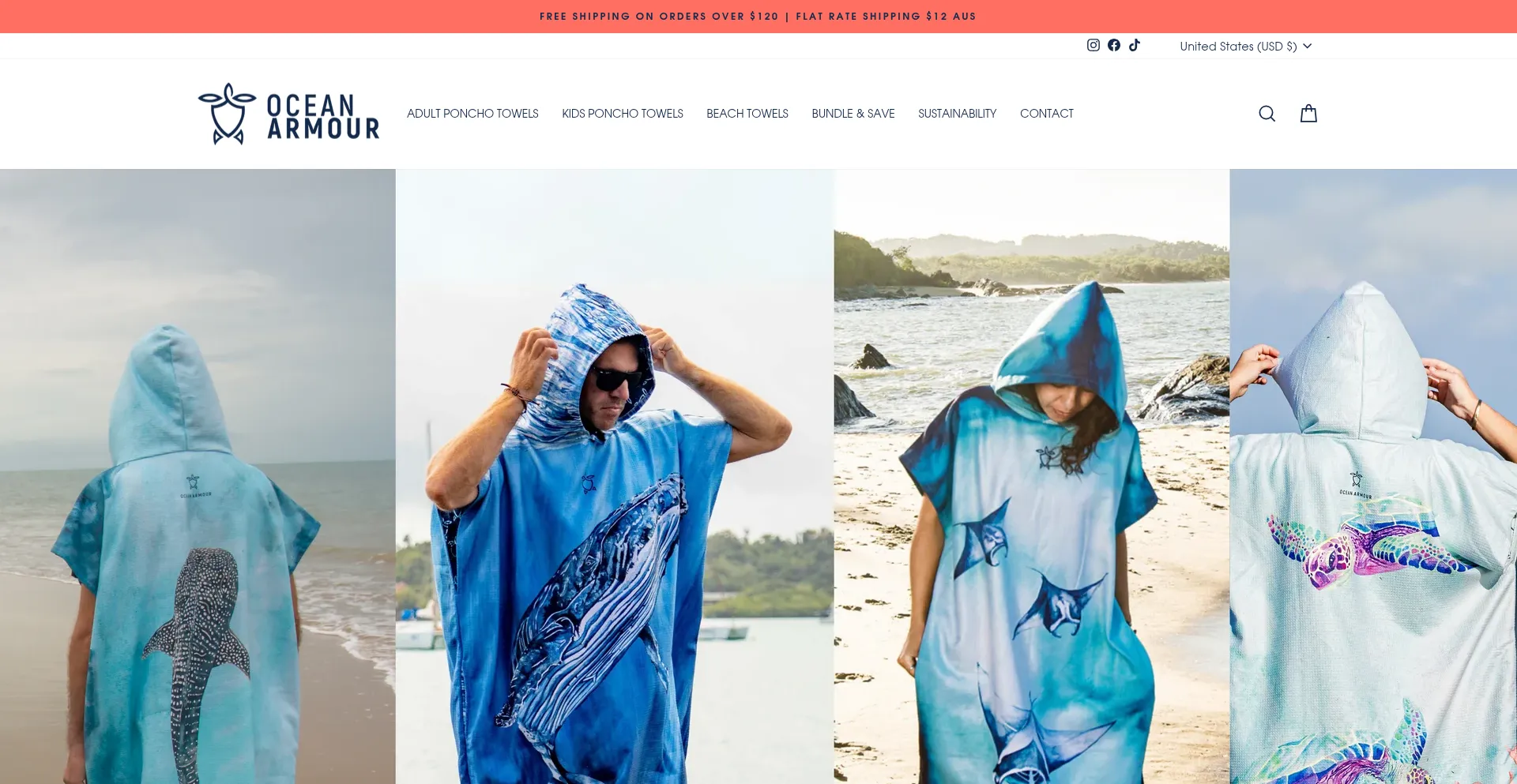Website screenshot of Oceanarmour.com