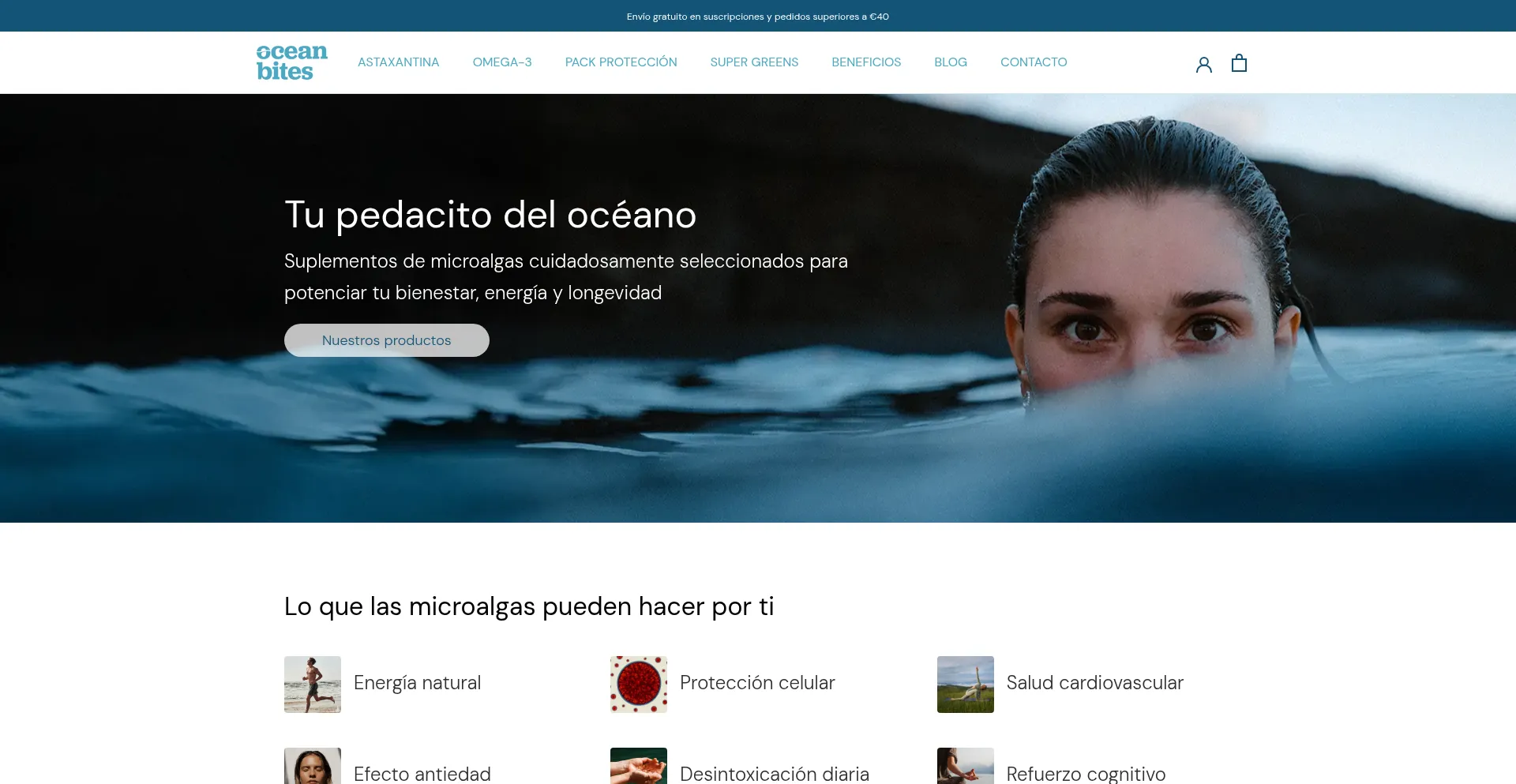 Website screenshot of Oceanbites.com