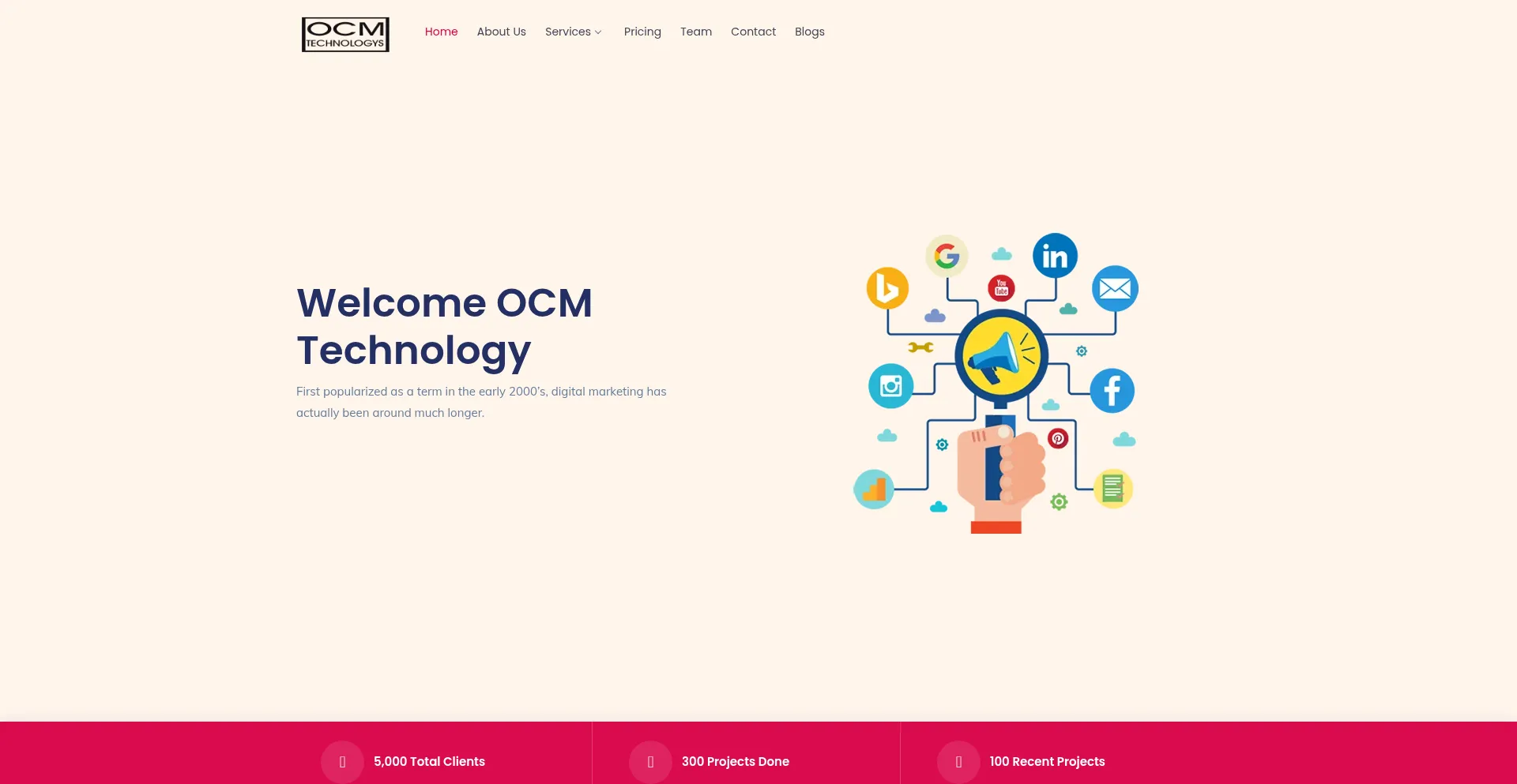 Website screenshot of Ocmtechnologys.com