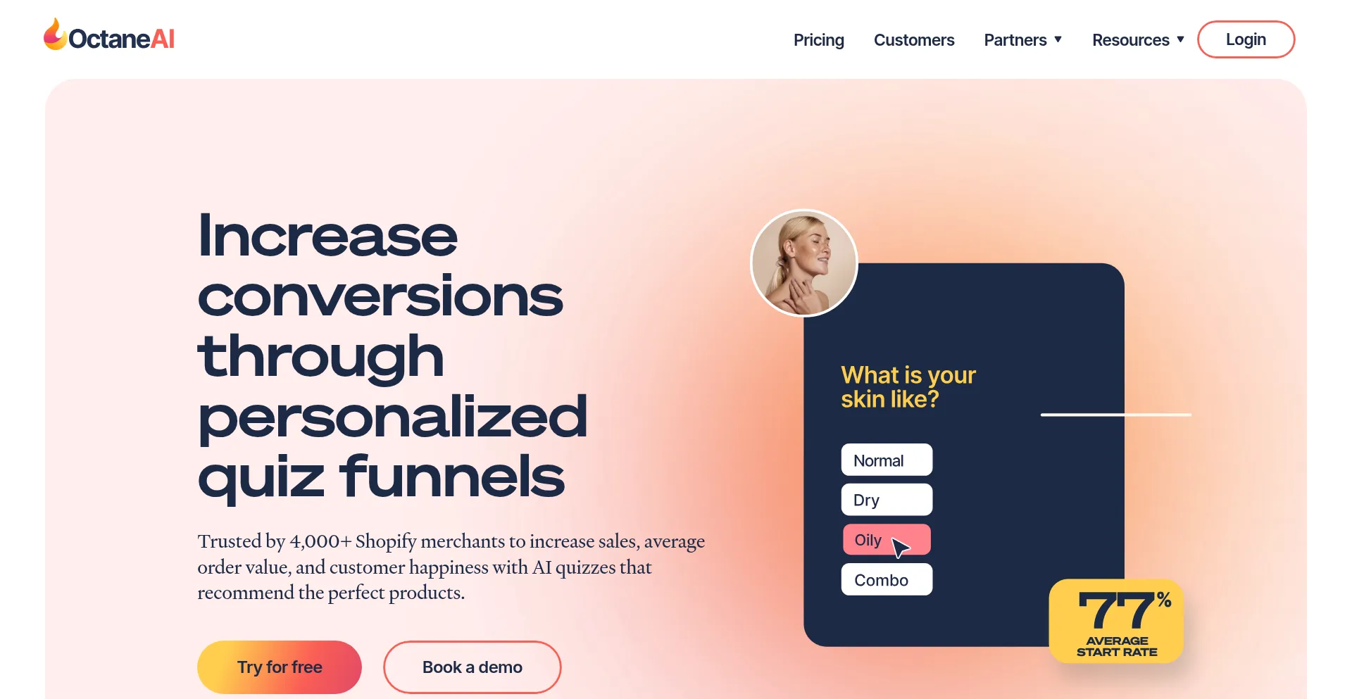 Website screenshot of Octaneai.com