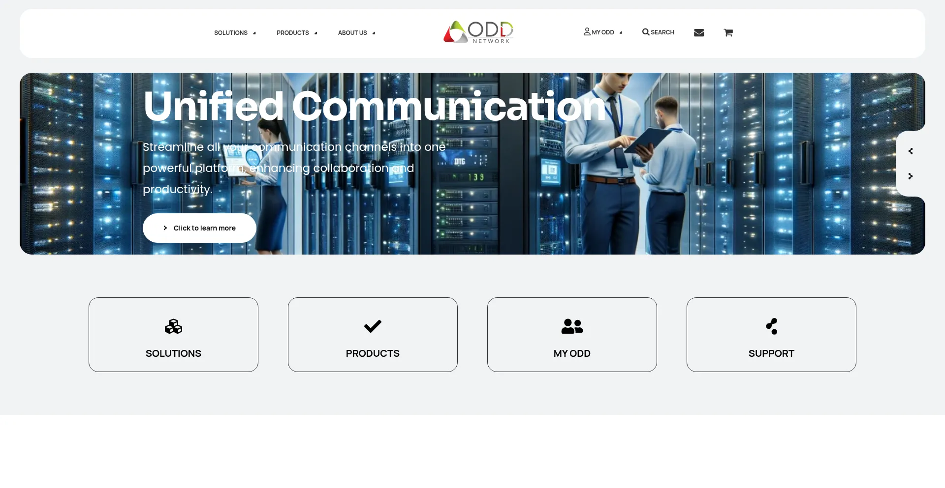 Website screenshot of Odd.network