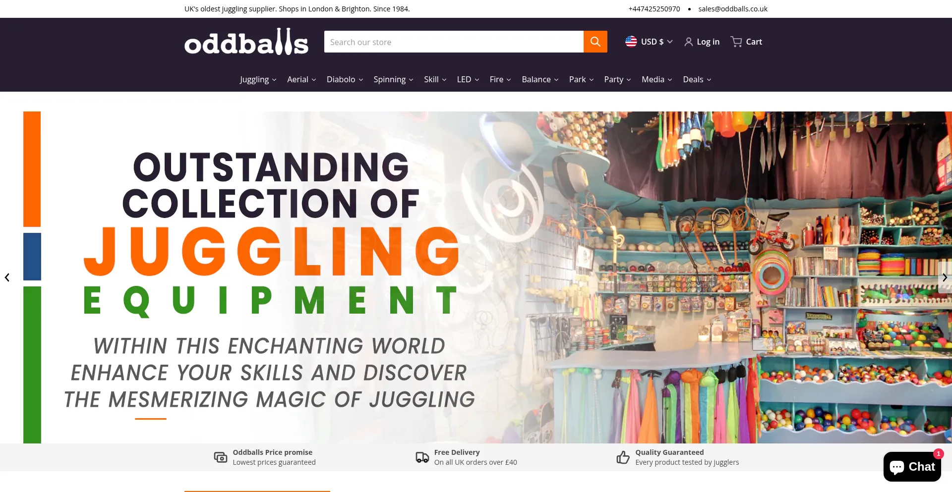 Website screenshot of Oddballs.co.uk