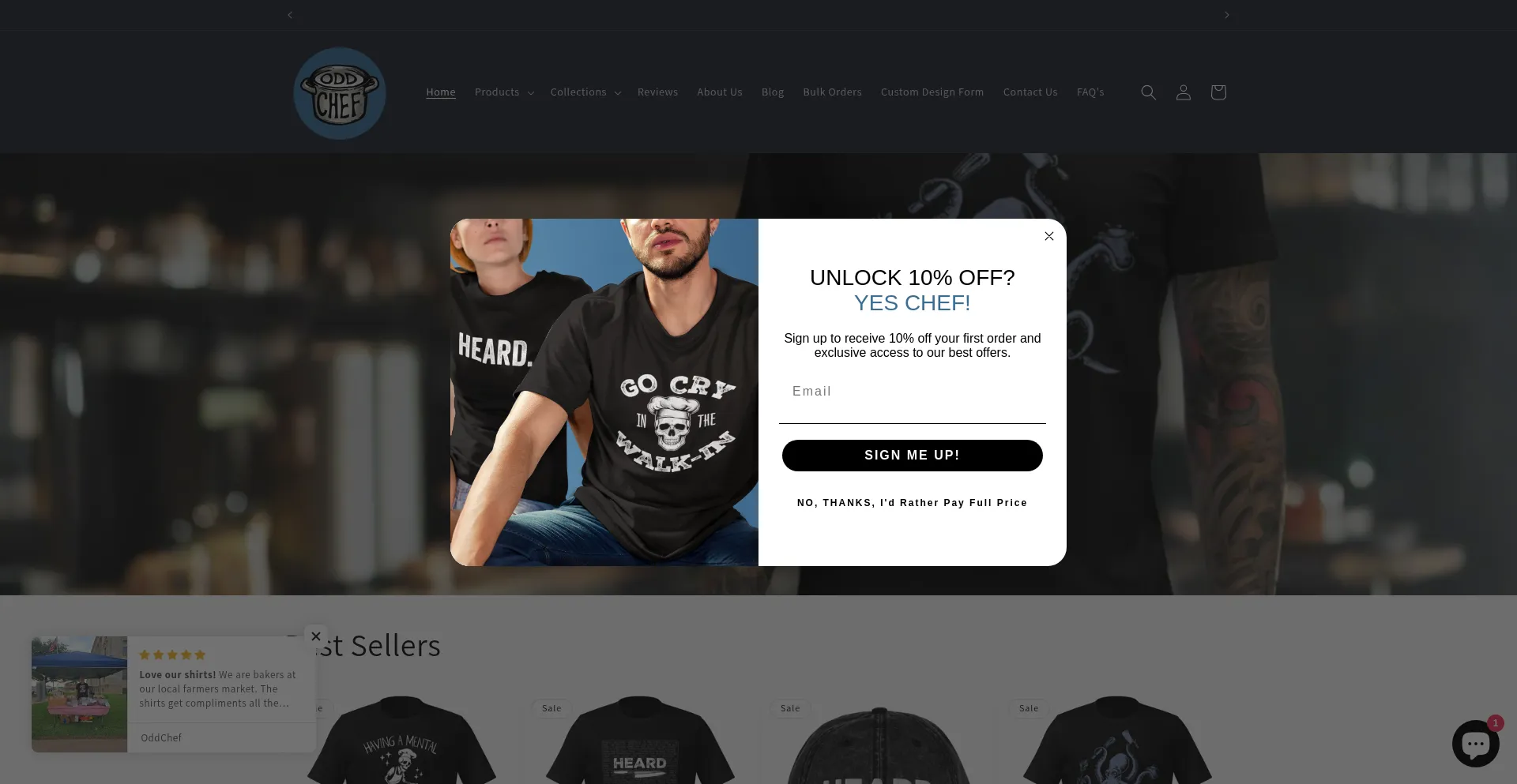 Website screenshot of Oddchef.shop