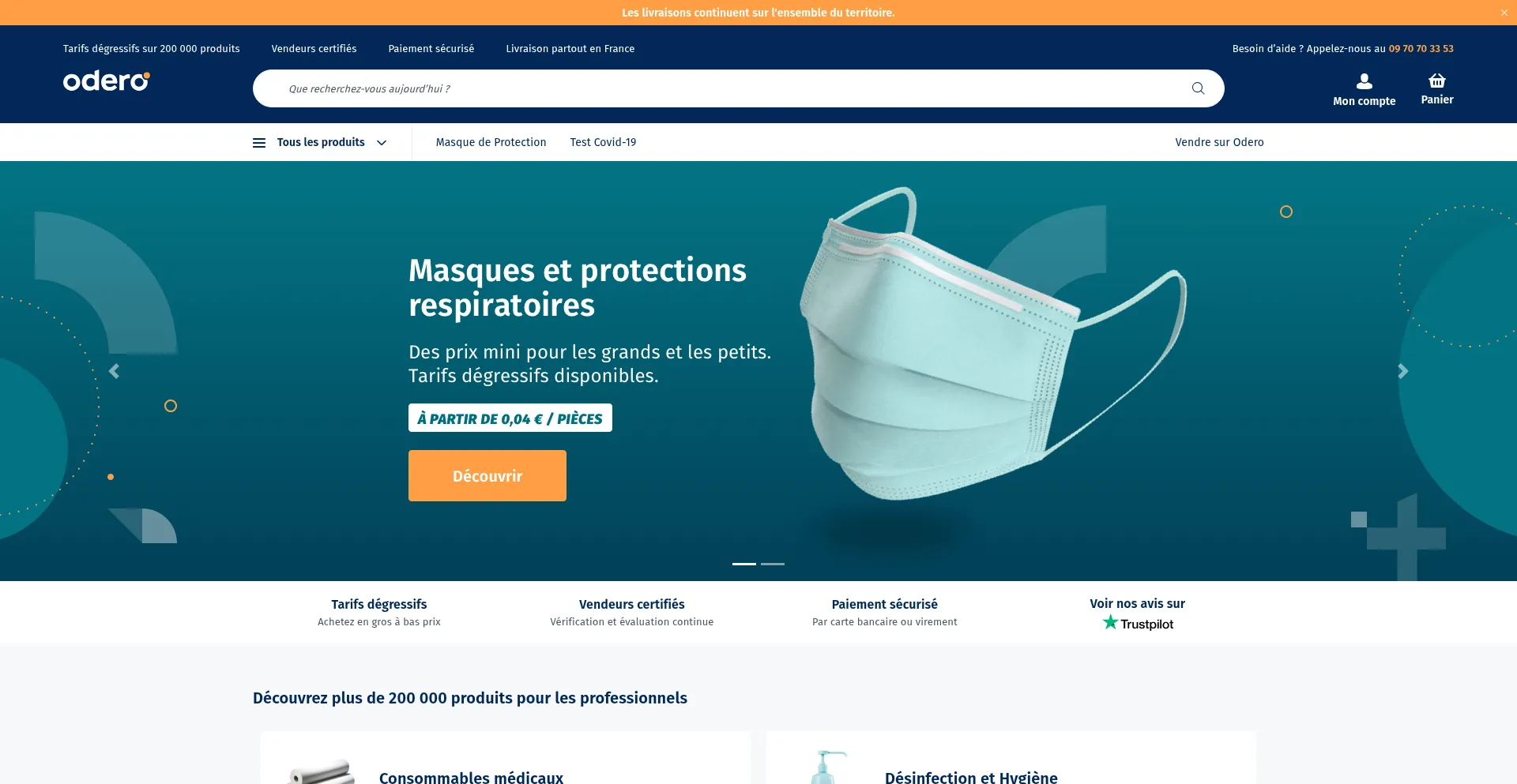 Website screenshot of Odero.com